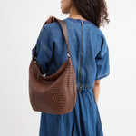 The Sak Sequoia Hobo - Leather - Woven Mahogany Cognac