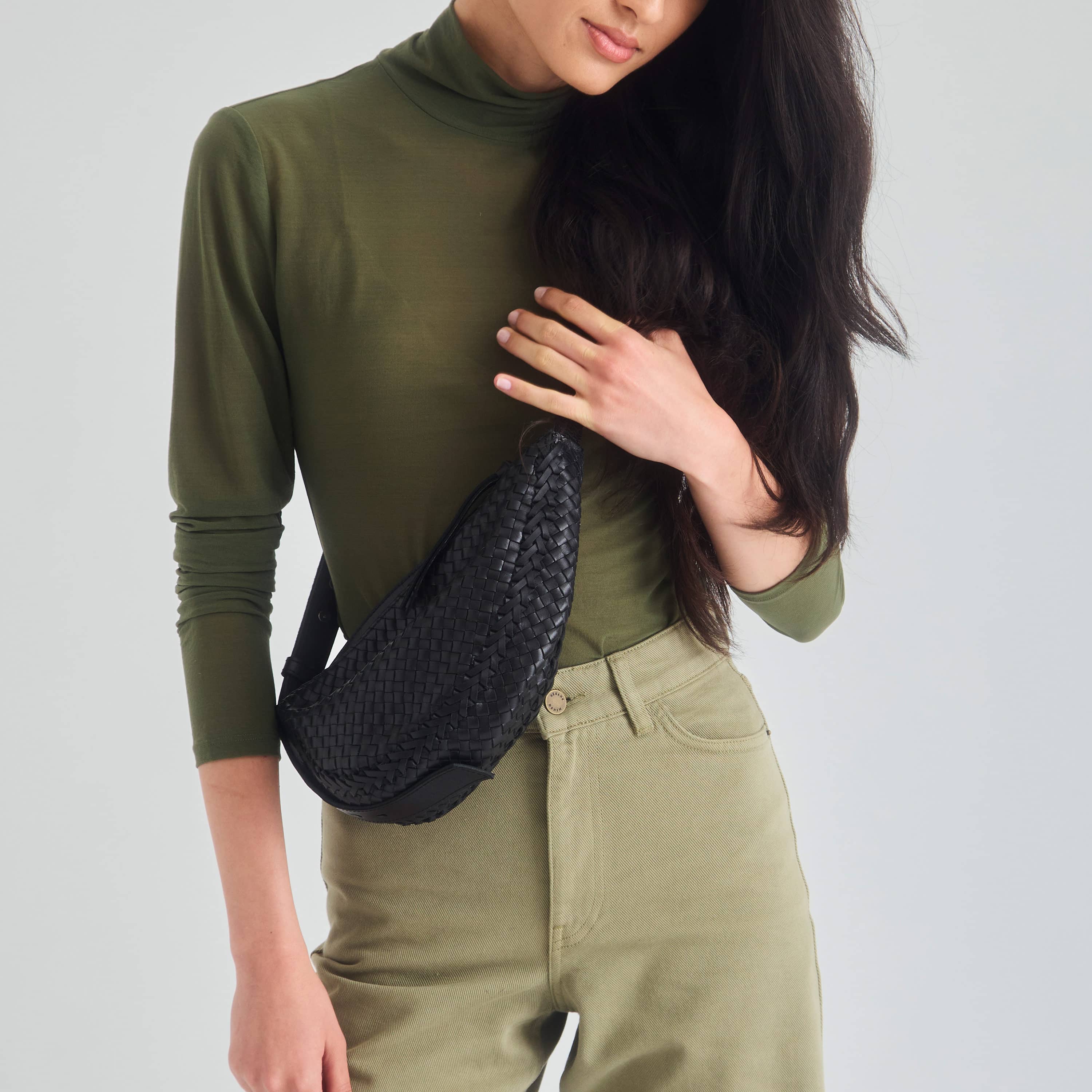 The Sak Tess Sling - Leather - Woven Black