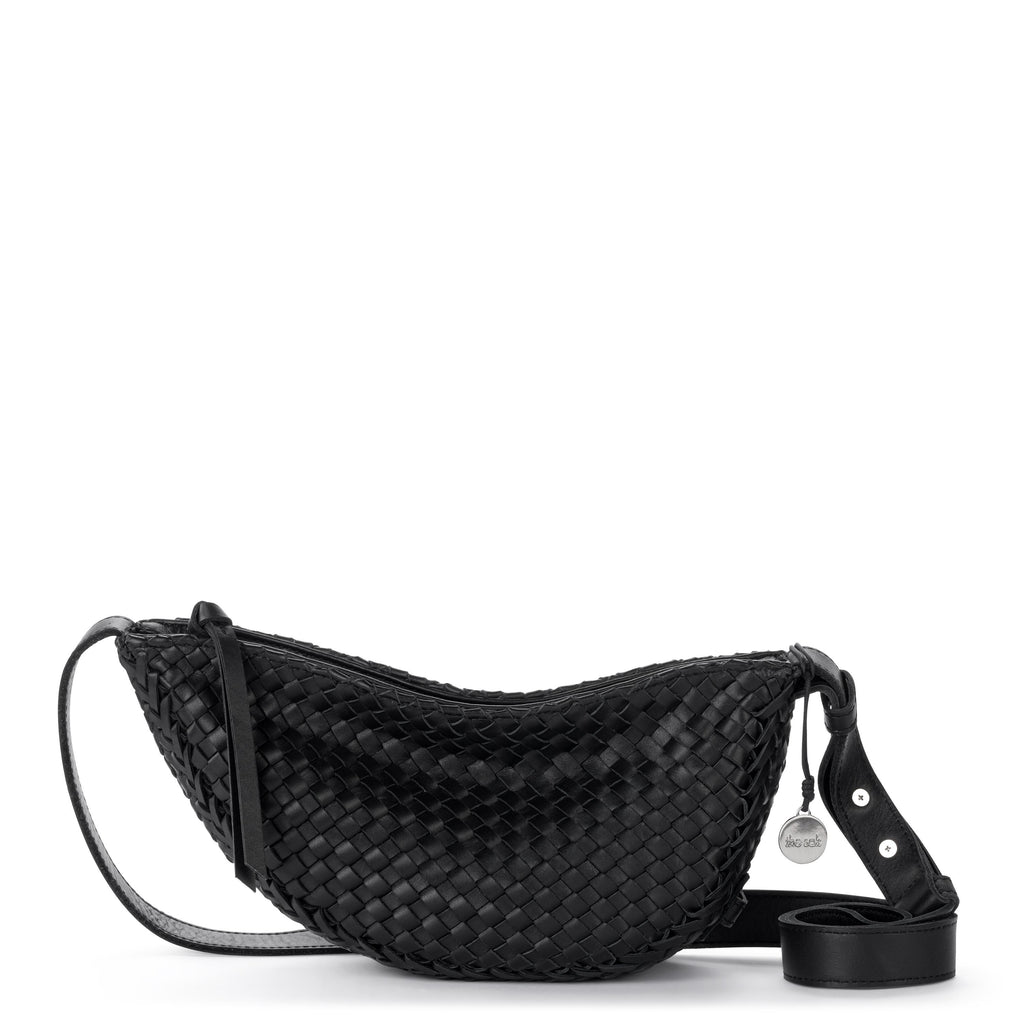 Tess Sling Bag in Woven Black Leather – The Sak