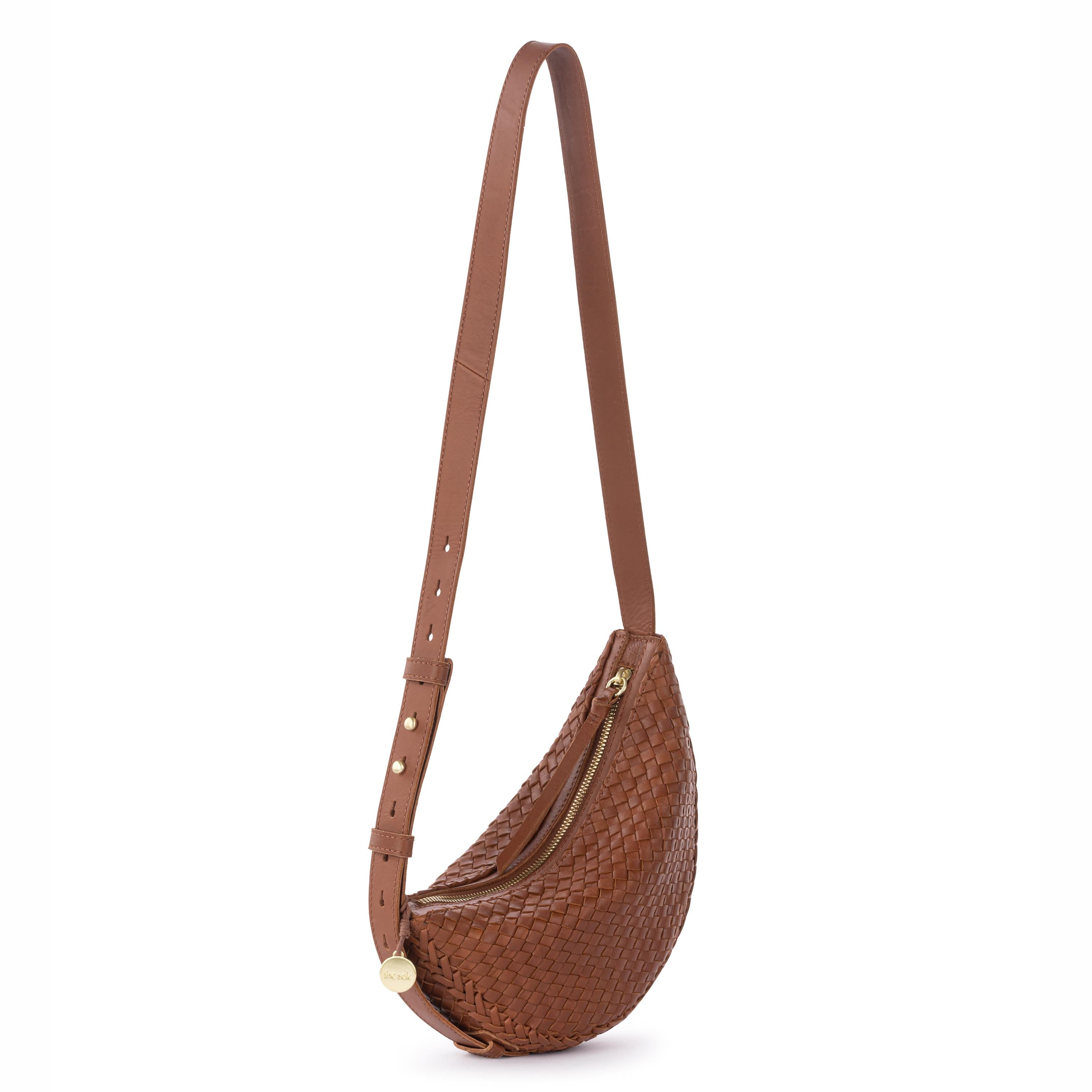 The Sak Tess Sling - Leather - Woven Cognac