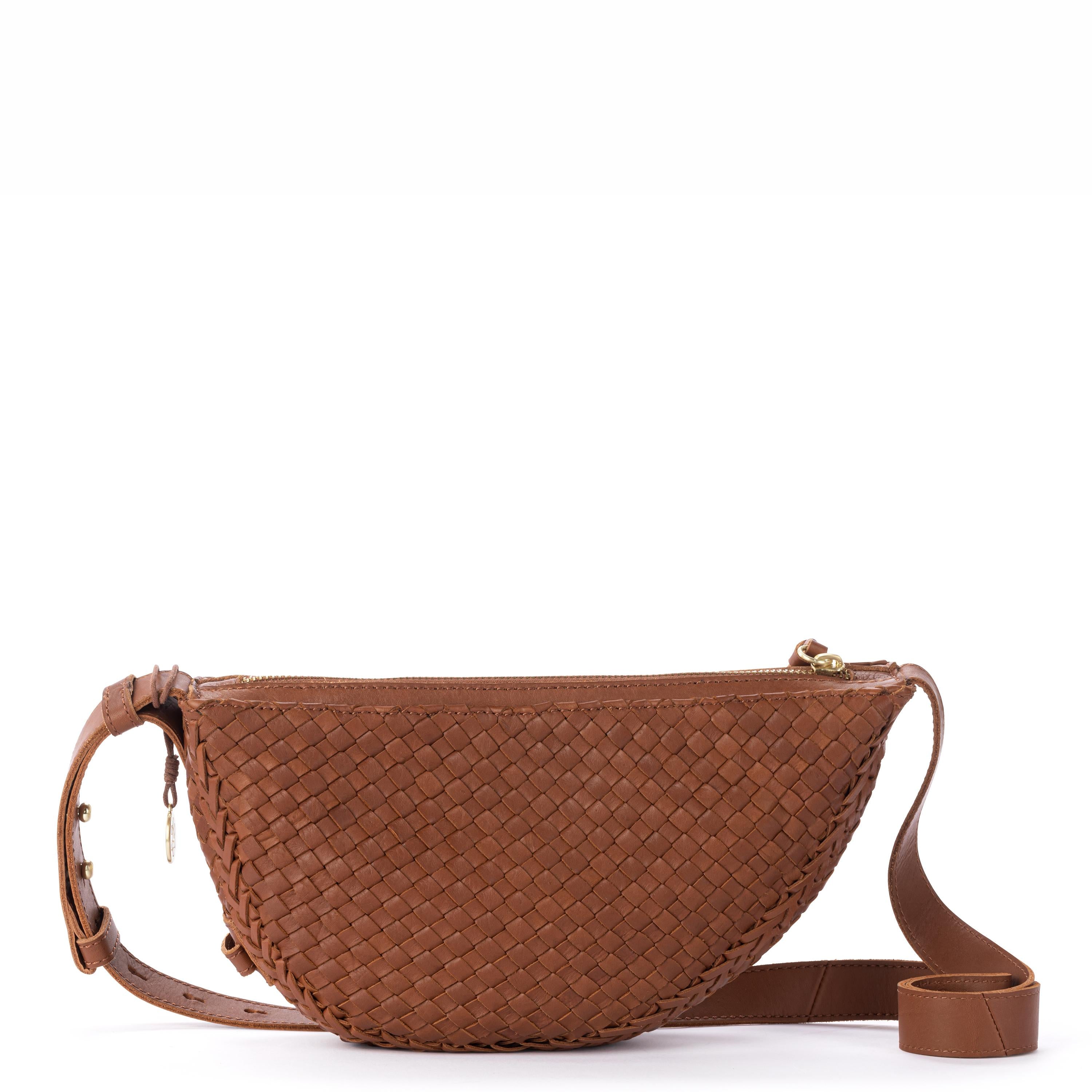 The Sak Tess Sling - Leather - Woven Cognac