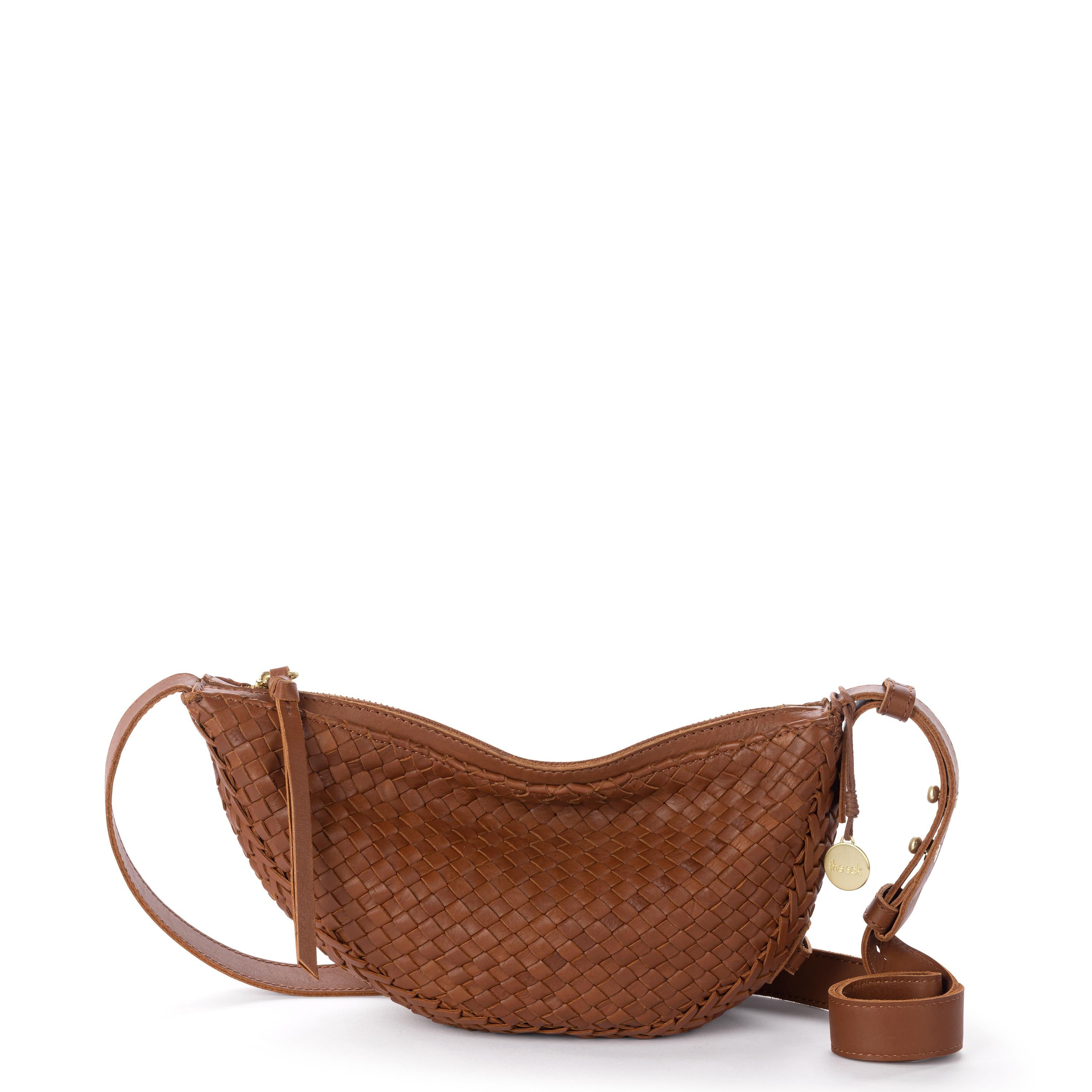 The Sak Tess Sling - Leather - Woven Cognac