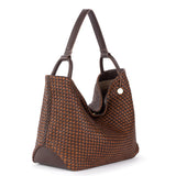 The Sak Los Feliz Large Tote - Leather - Woven Mahogany Cognac