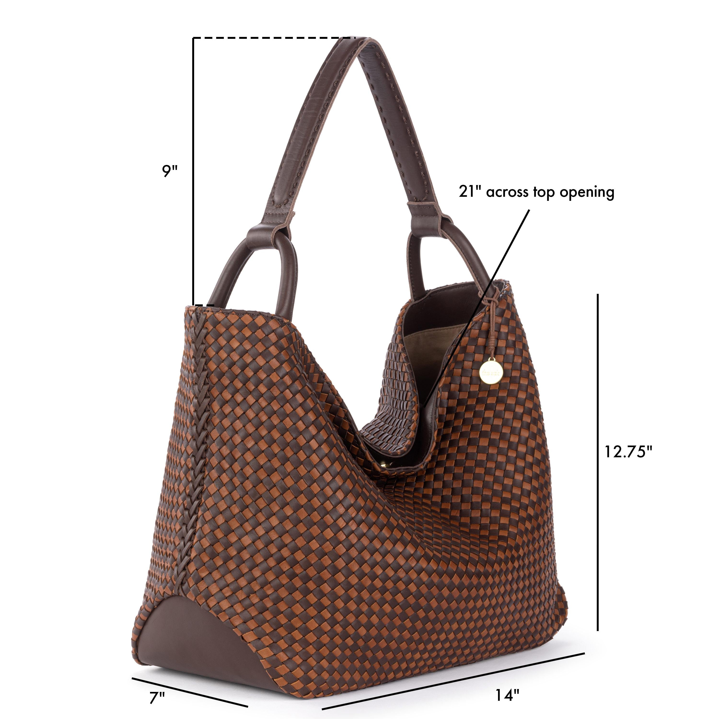 The Sak Los Feliz Large Tote - Leather - Woven Mahogany Cognac