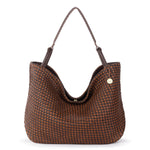 The Sak Los Feliz Large Tote - Leather - Woven Mahogany Cognac