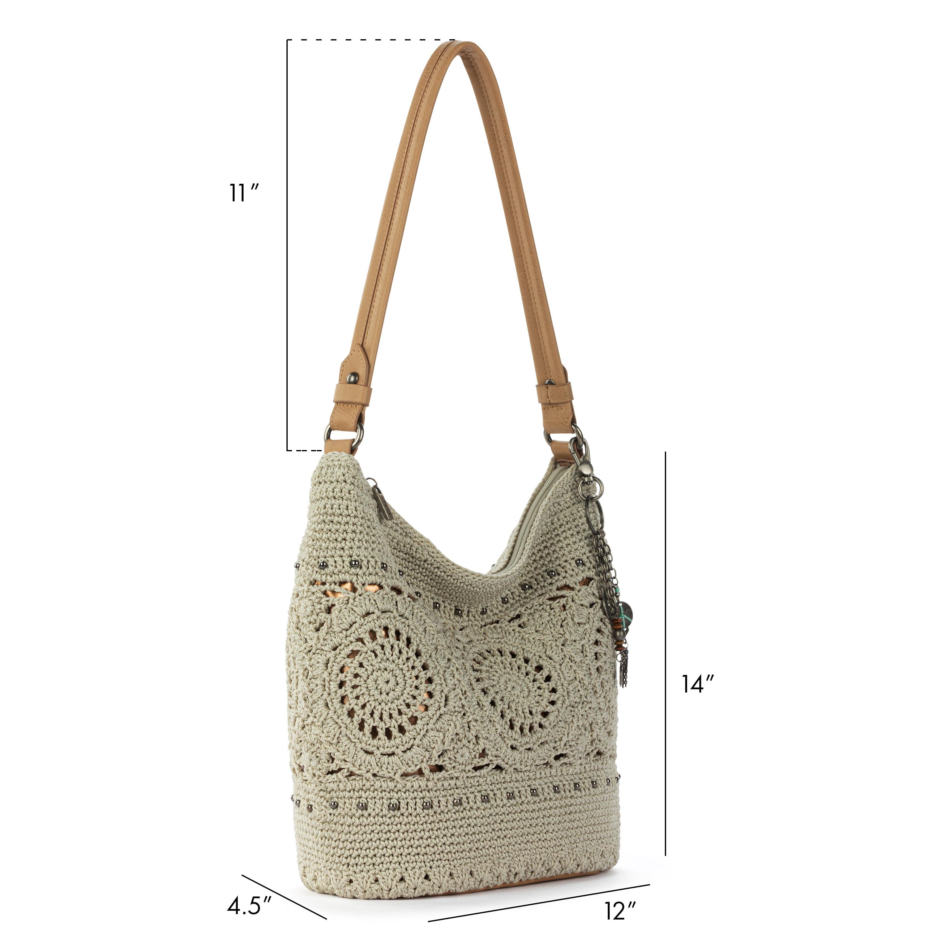 The Sak Sequoia Hobo - Hand Crochet - Natural Grey Medallion