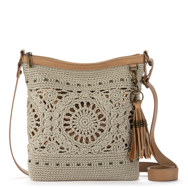 Lucia Crossbody - Hand Crochet - Natural Grey Medallion – The Sak