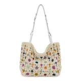 The Sak Los Feliz Med Tote - Hand Crochet - Natural Multi Flowers