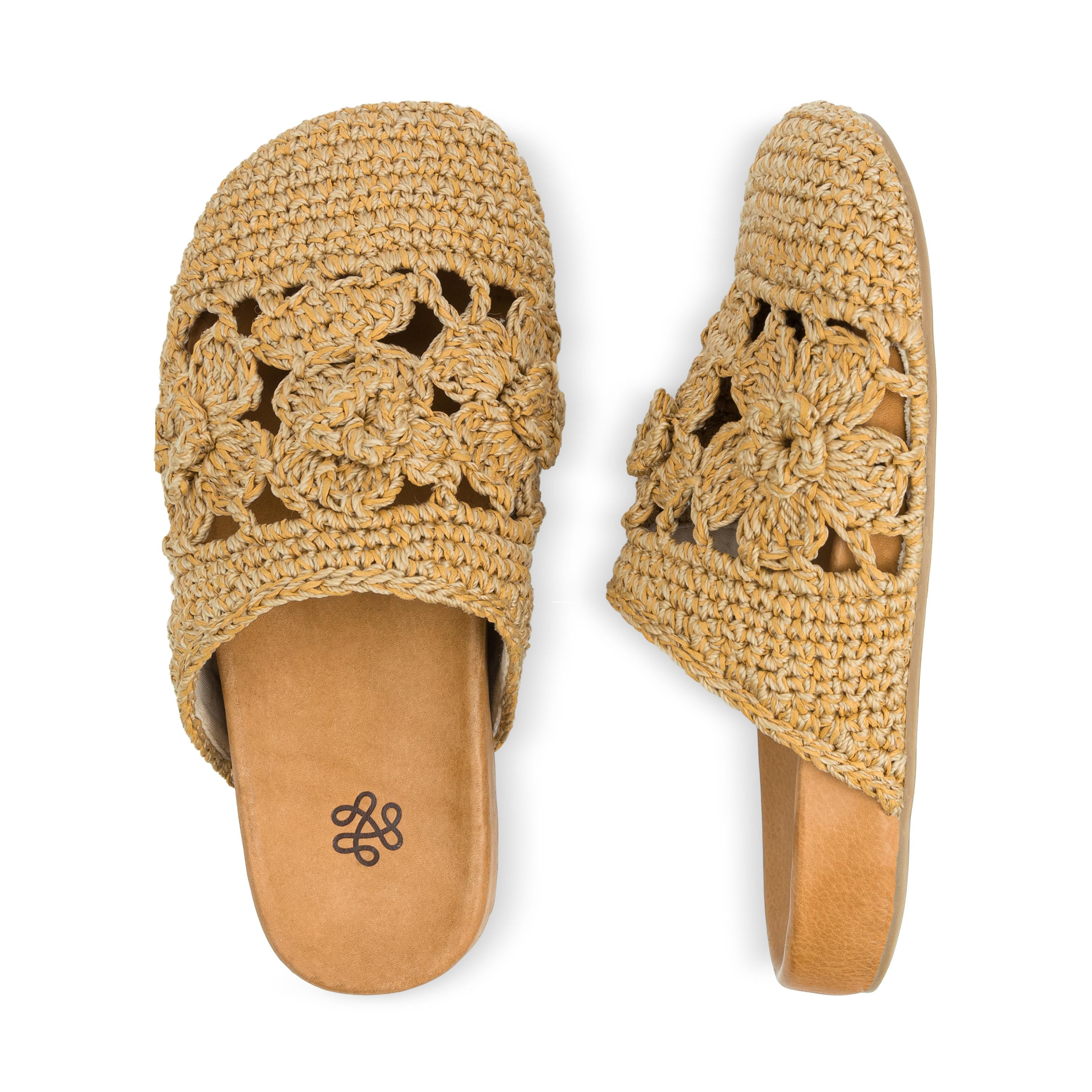 The Sak Bolinas Clog - Hand Crochet - Natural Tonal Flower