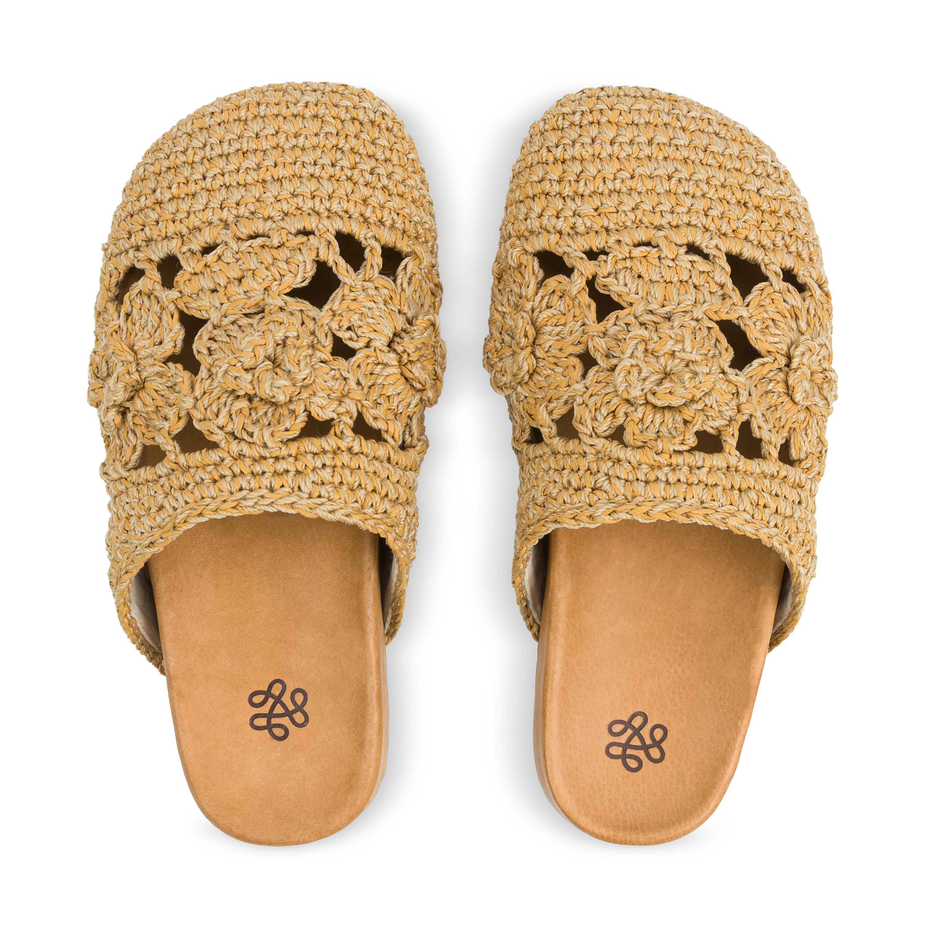 The Sak Bolinas Clog - Hand Crochet - Natural Tonal Flower