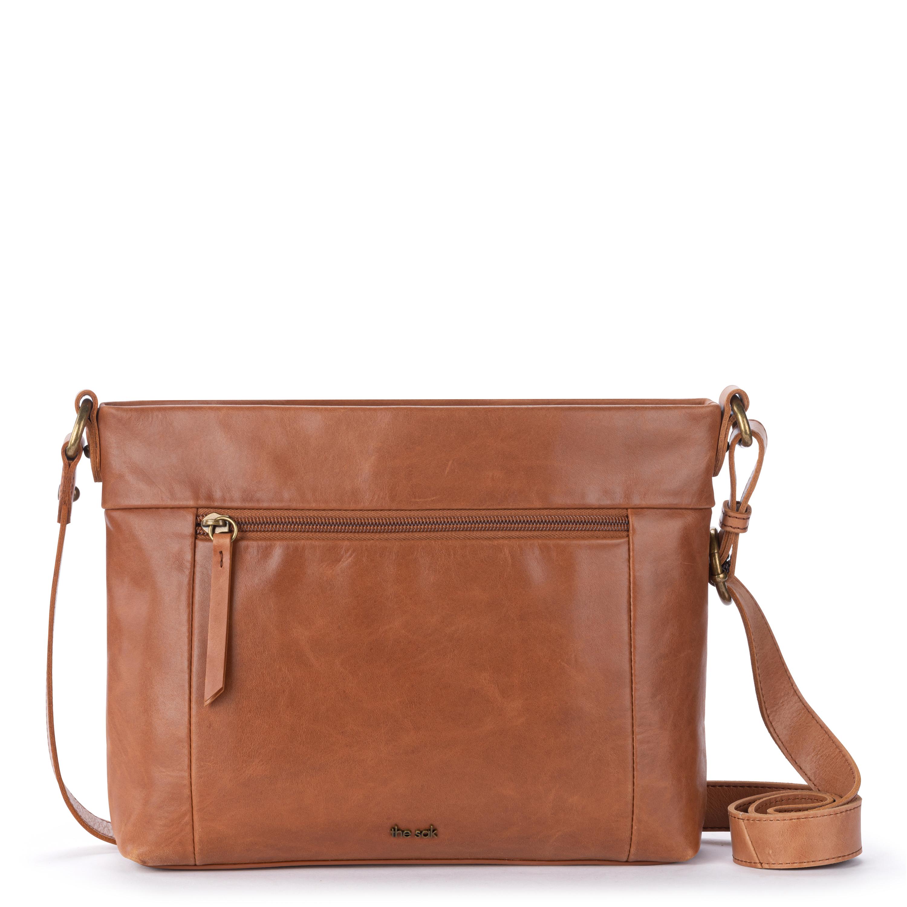 tobacco leather bag Babs in Brown with cotton twill lining The Sak Melrose Crossbody -