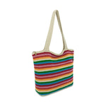 The Sak Sola Carryall Tote - Hand Crochet - Rainbow Stripe