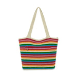 The Sak Sola Carryall Tote - Hand Crochet - Rainbow Stripe