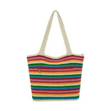 The Sak Sola Carryall Tote - Hand Crochet - Rainbow Stripe