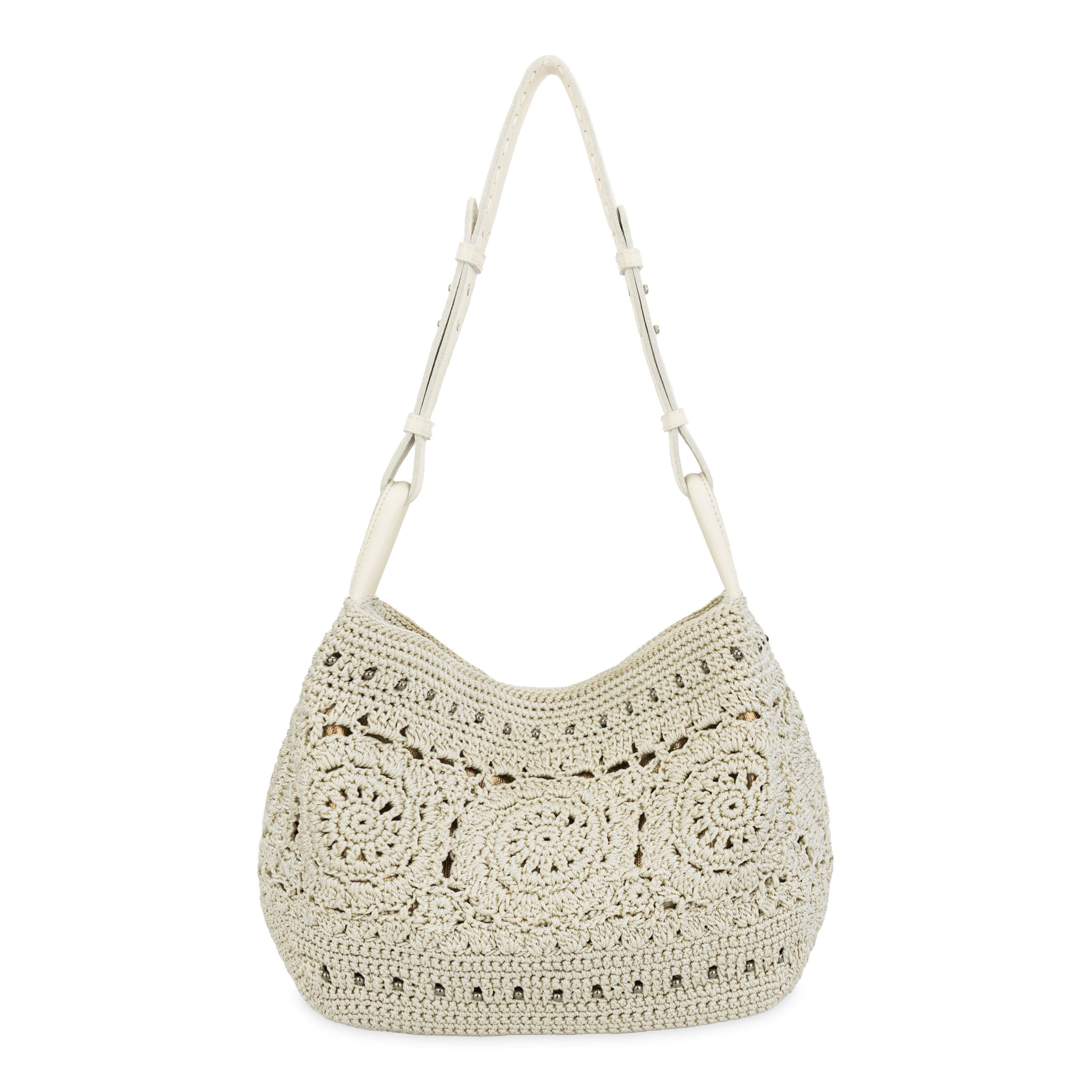 Los Feliz Hobo Bag - Natural Medallion Hand Crochet – The Sak