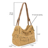 The Sak Los Feliz Hobo - Hand Crochet - Natural Tonal Flower