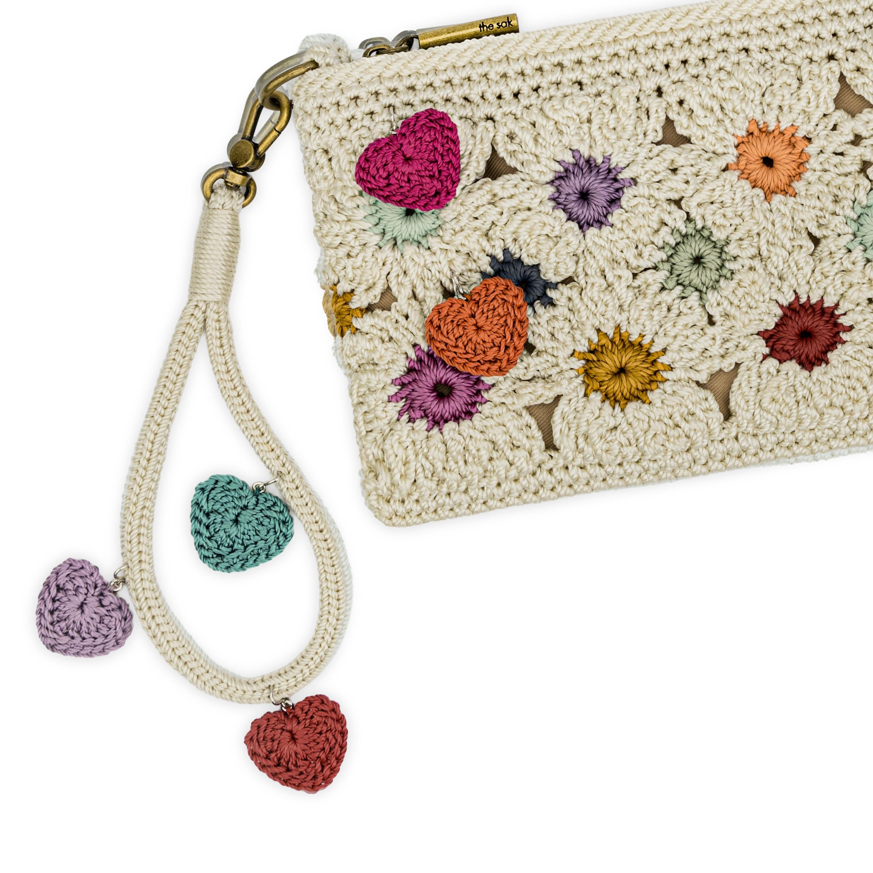 Vita Convertible Wristlet in Natural Multi Flowers Crochet – The Sak
