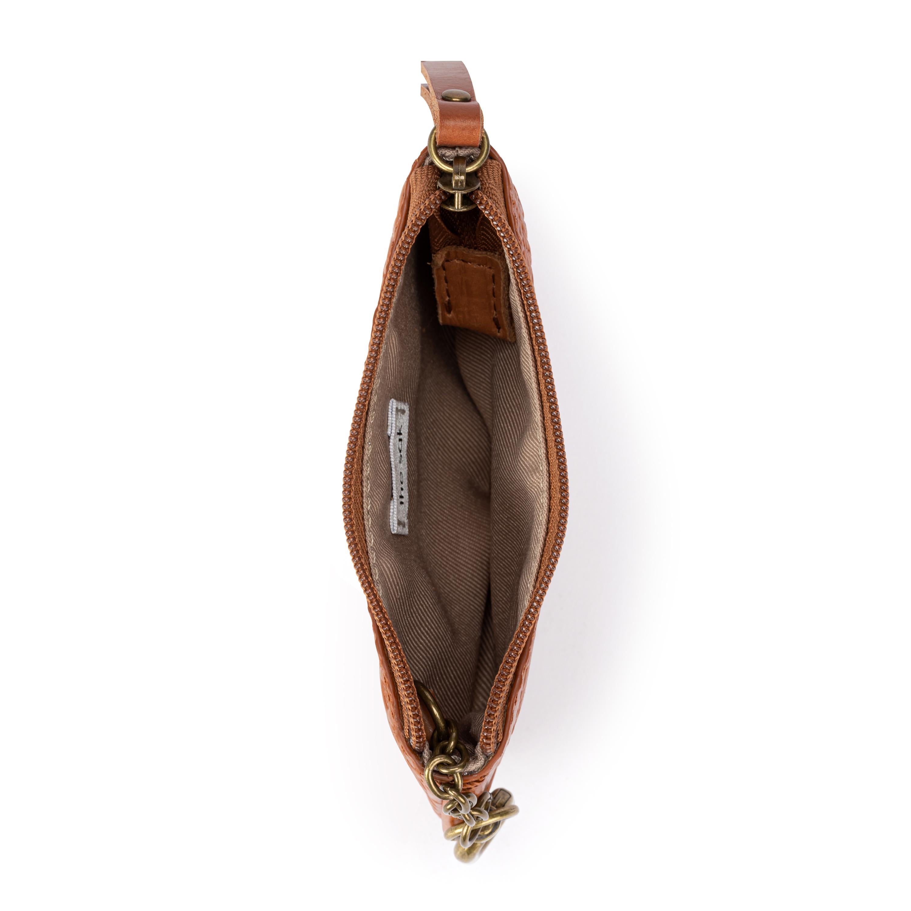 The Sak Cypress Small Card Wallet - Leather - Tobacco Floral Embossed