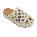 The Sak Bryn Platform Clog - Hand Crochet - Natural Multi Flowers