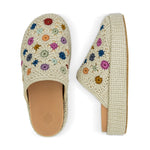 The Sak Bryn Platform Clog - Hand Crochet - Natural Multi Flowers