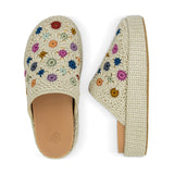 The Sak Bryn Platform Clog - Hand Crochet - Natural Multi Flowers