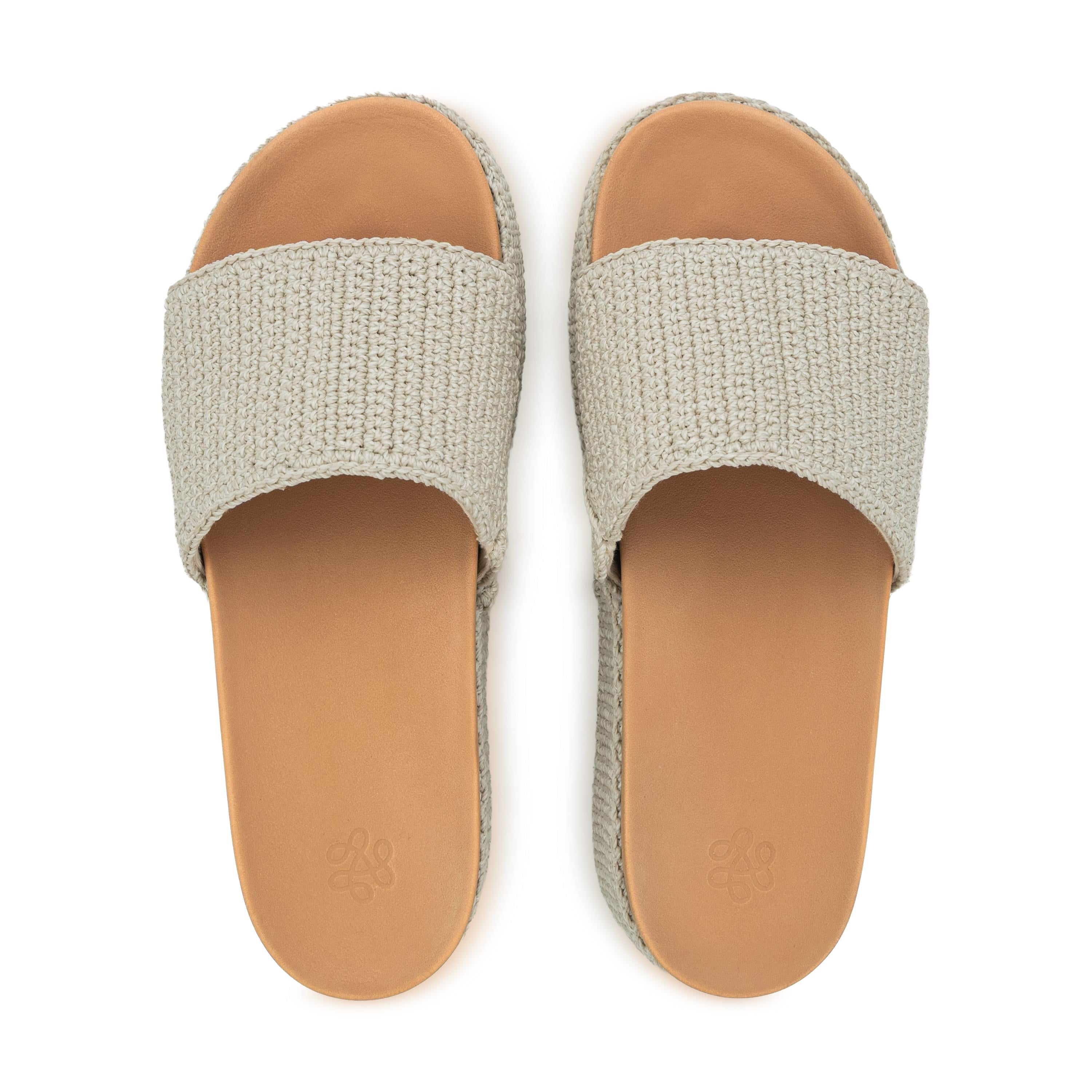 The Sak Olivia Platform Sandal - Hand Crochet - Ecru
