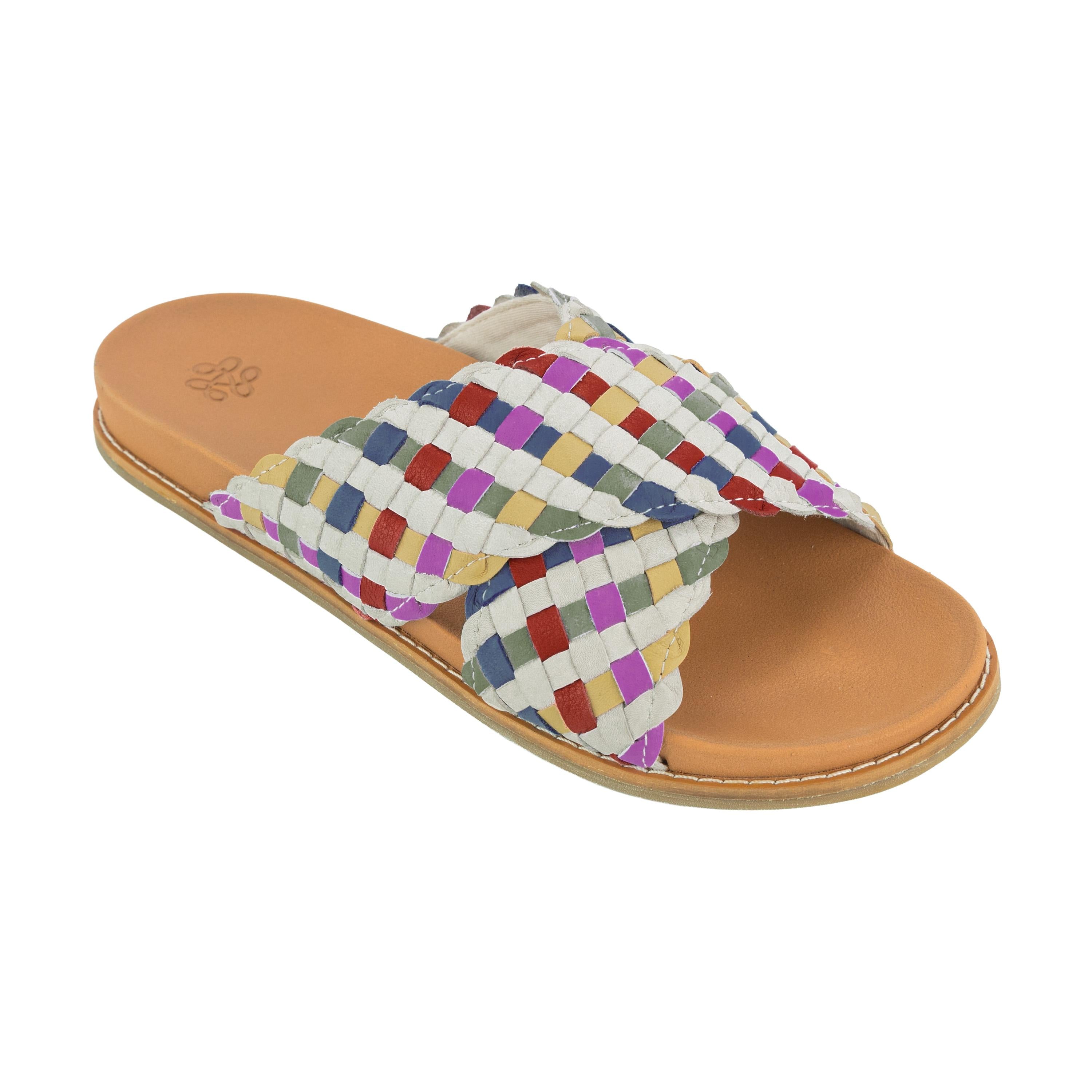 The Sak Penelope Sandal - Leather - Stone Multi Woven