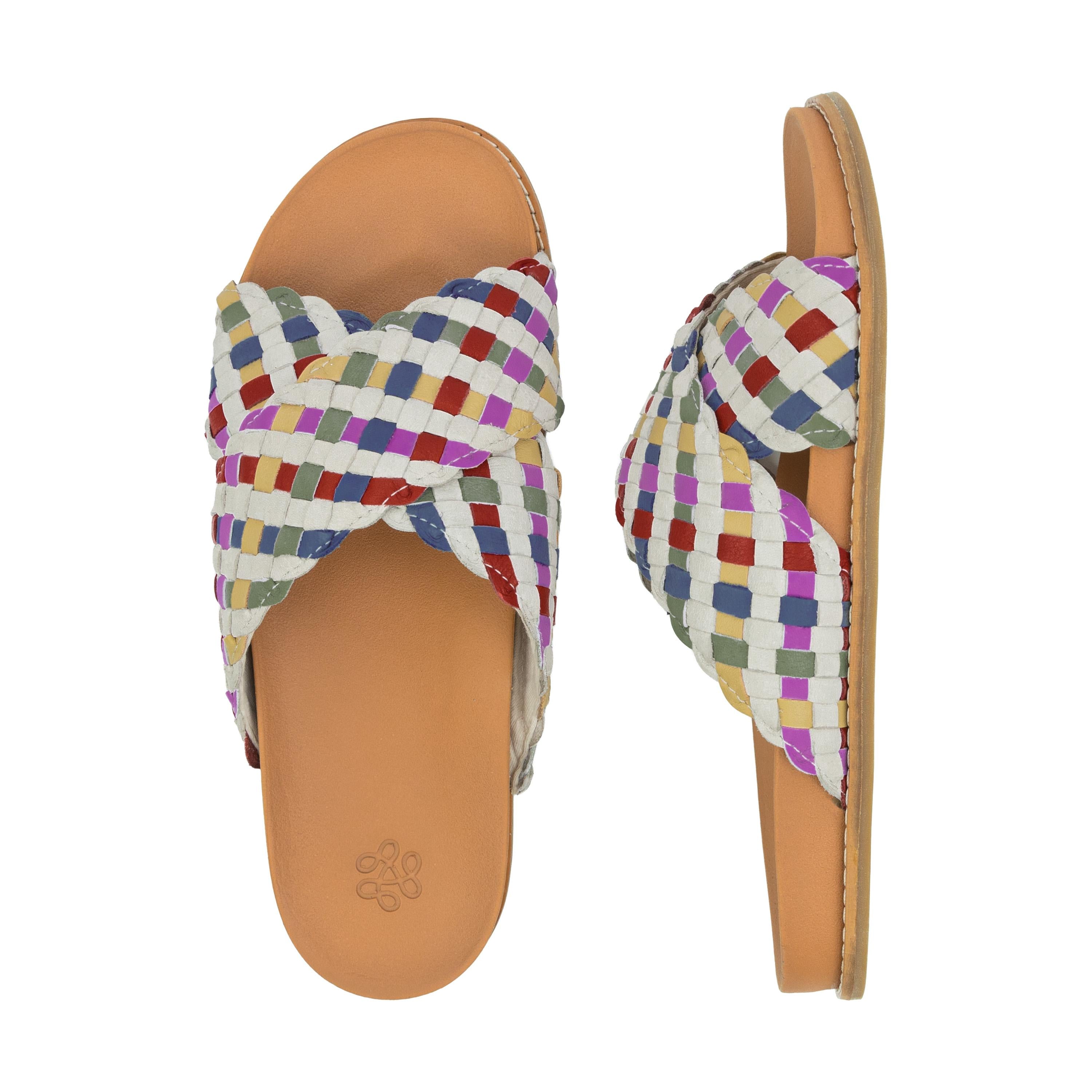 The Sak Penelope Sandal - Leather - Stone Multi Woven