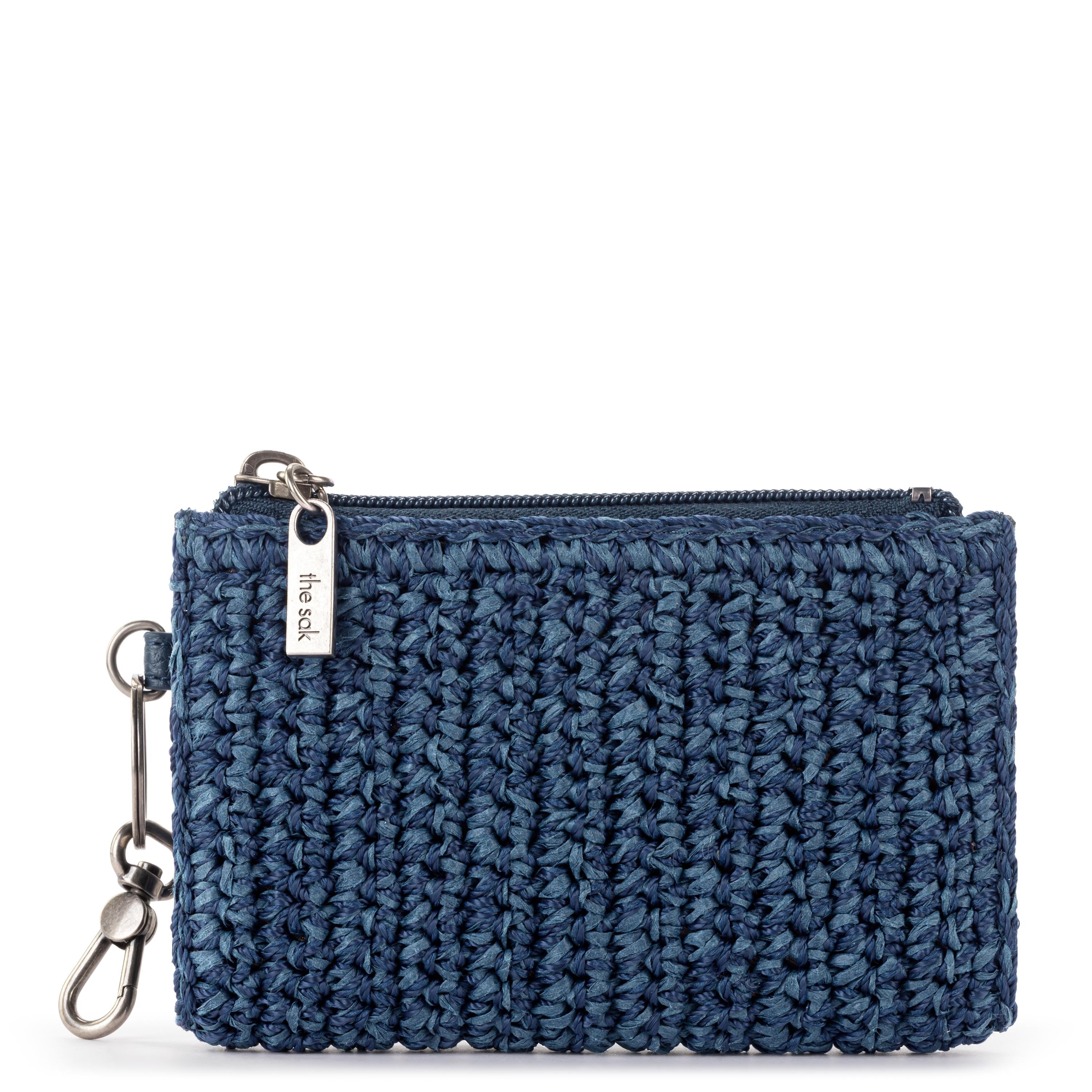 The Sak Encino Essential Wallet - Hand Crochet - Denim Tonal Straw