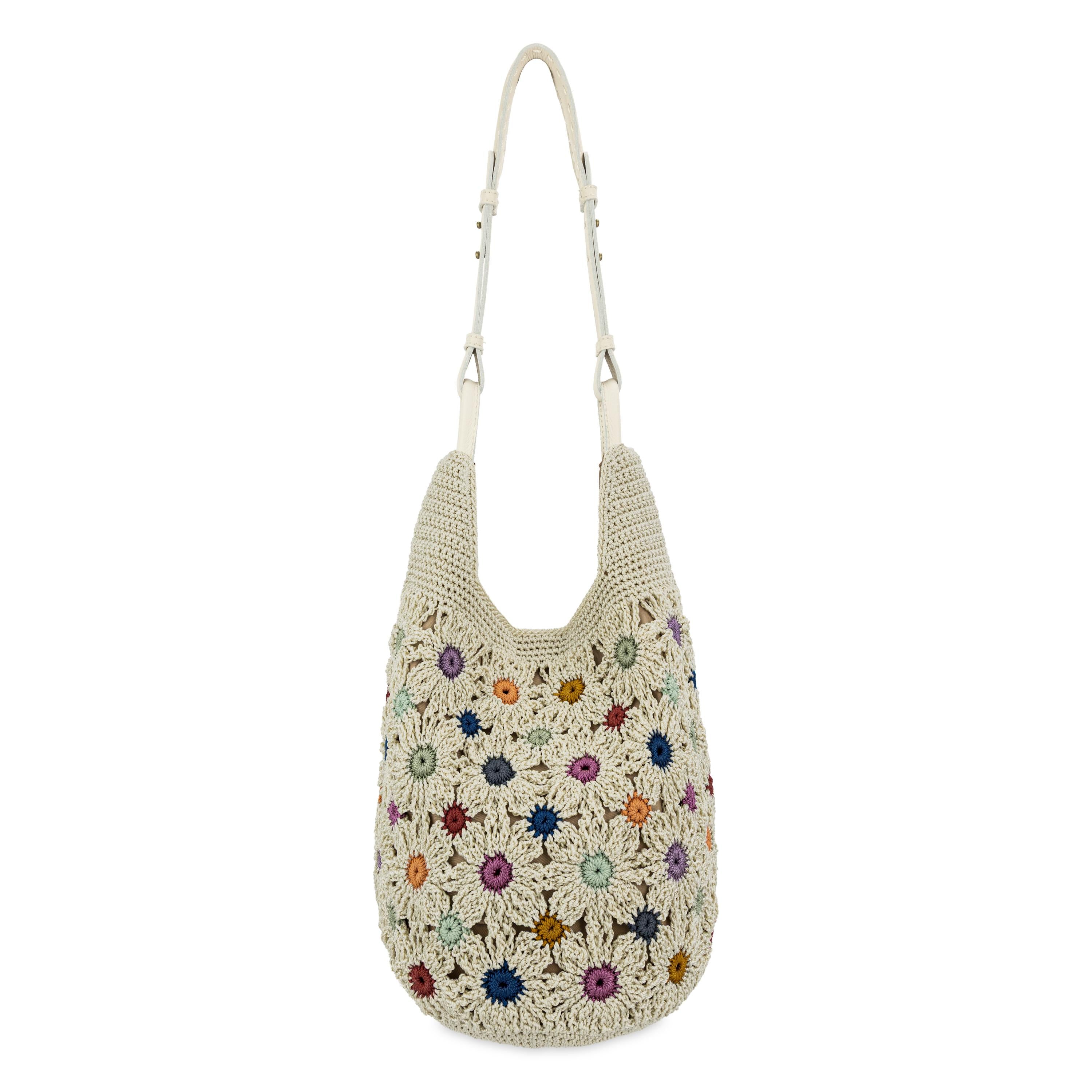The Sak Los Feliz 120 Hobo - Hand Crochet - Natural Multi Flowers