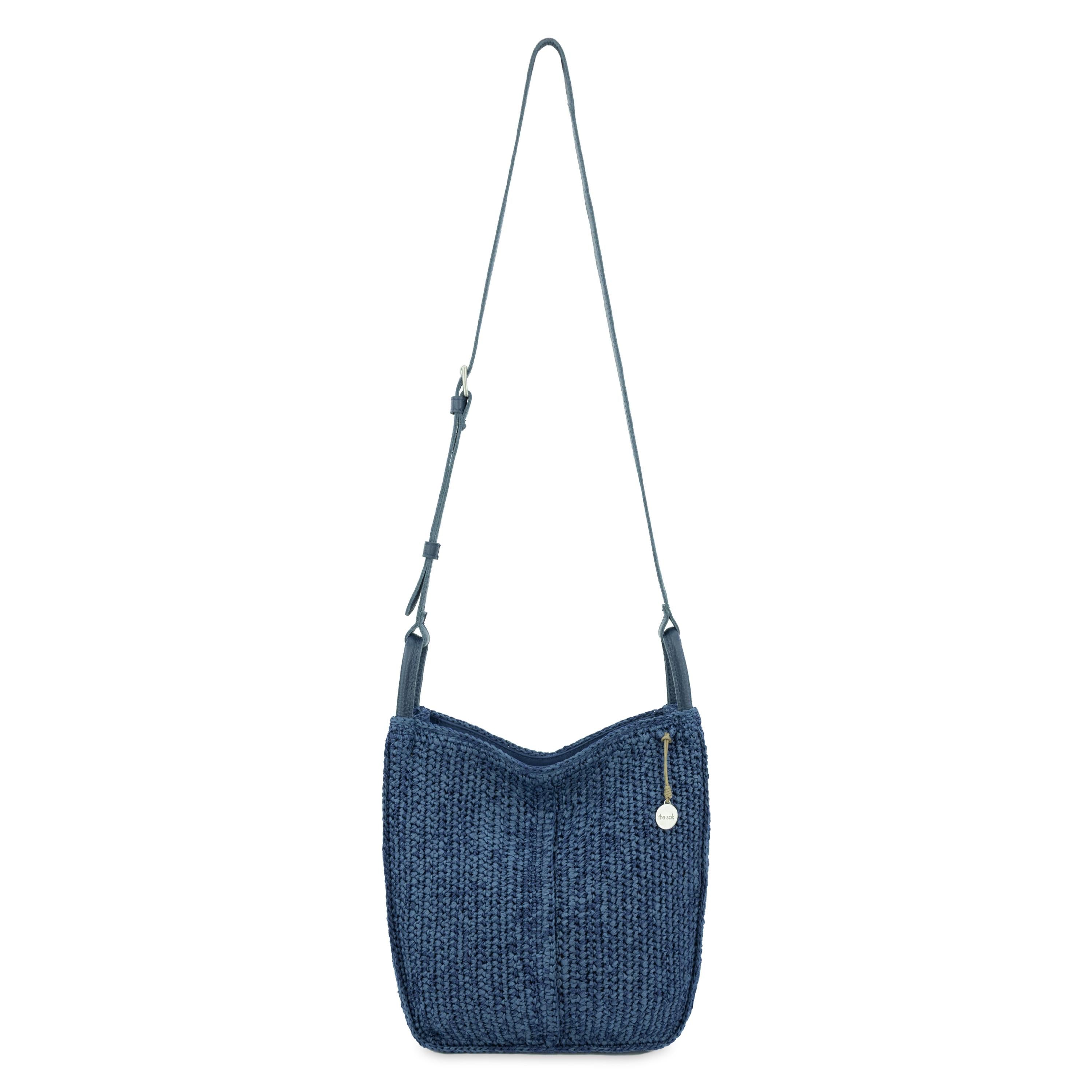 Los Feliz Crossbody - Hand Crochet - Denim Tonal Straw – The Sak