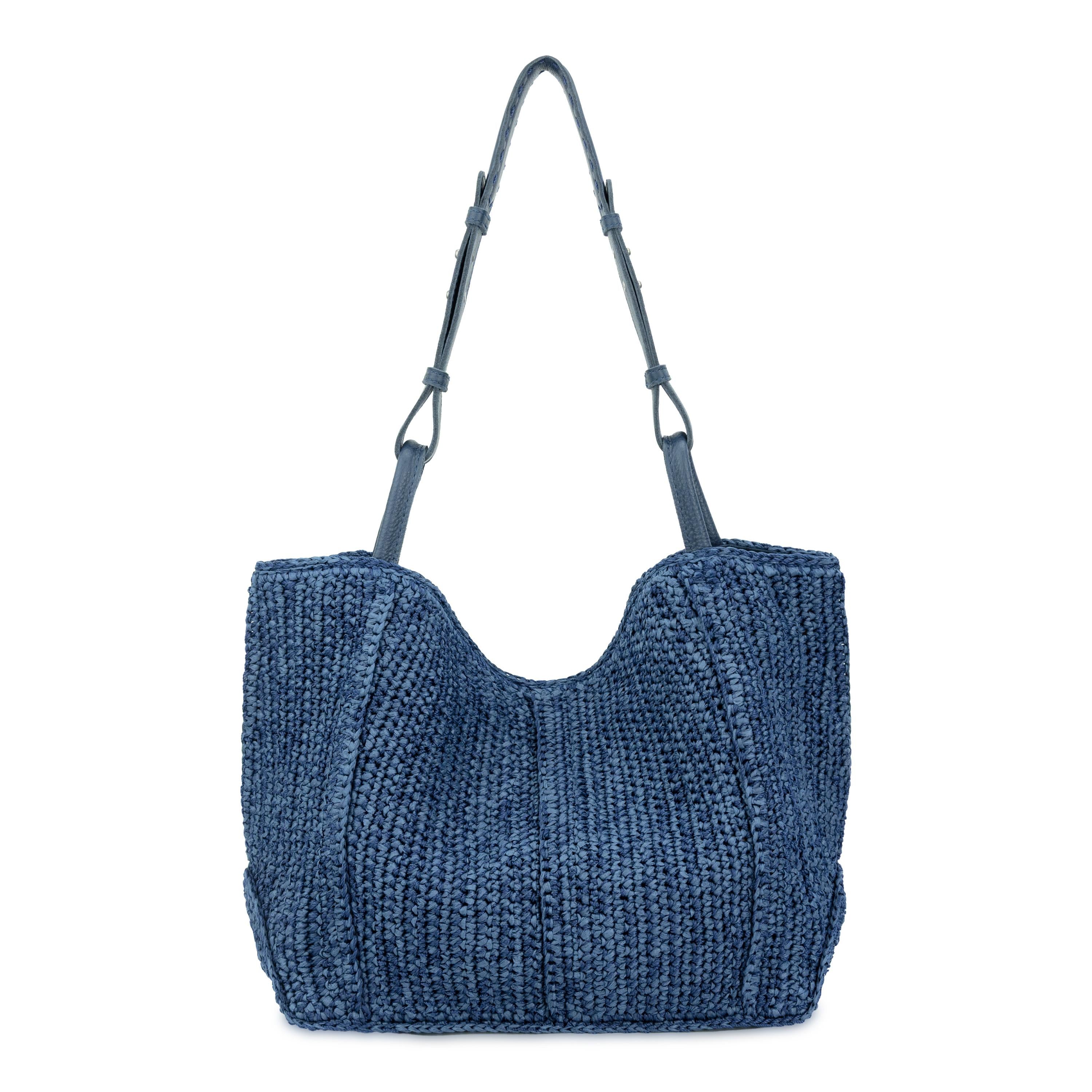 Los Feliz Medium Tote Bag in Denim Tonal Straw Crochet – The Sak