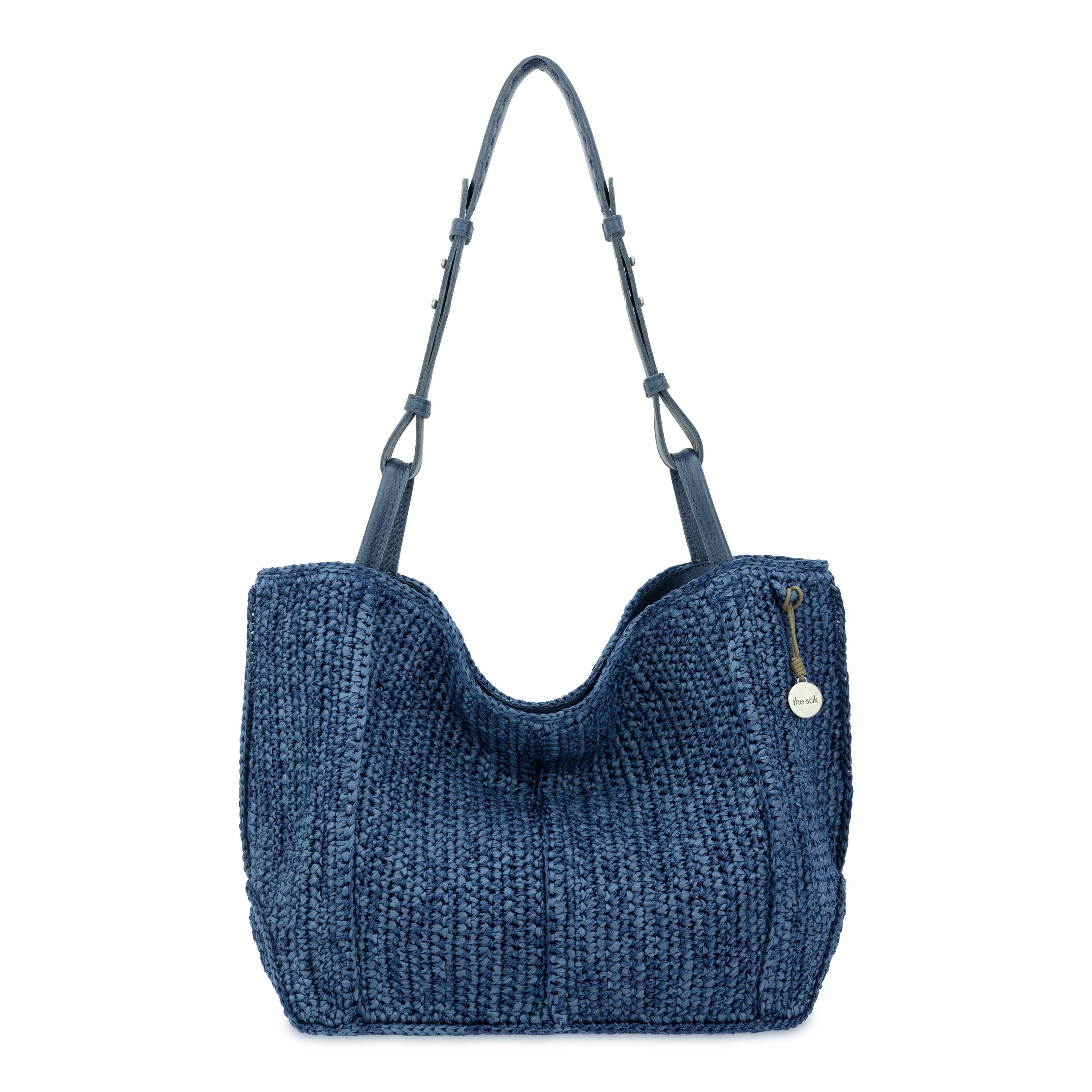 Los Feliz Medium Tote Bag in Denim Tonal Straw Crochet – The Sak