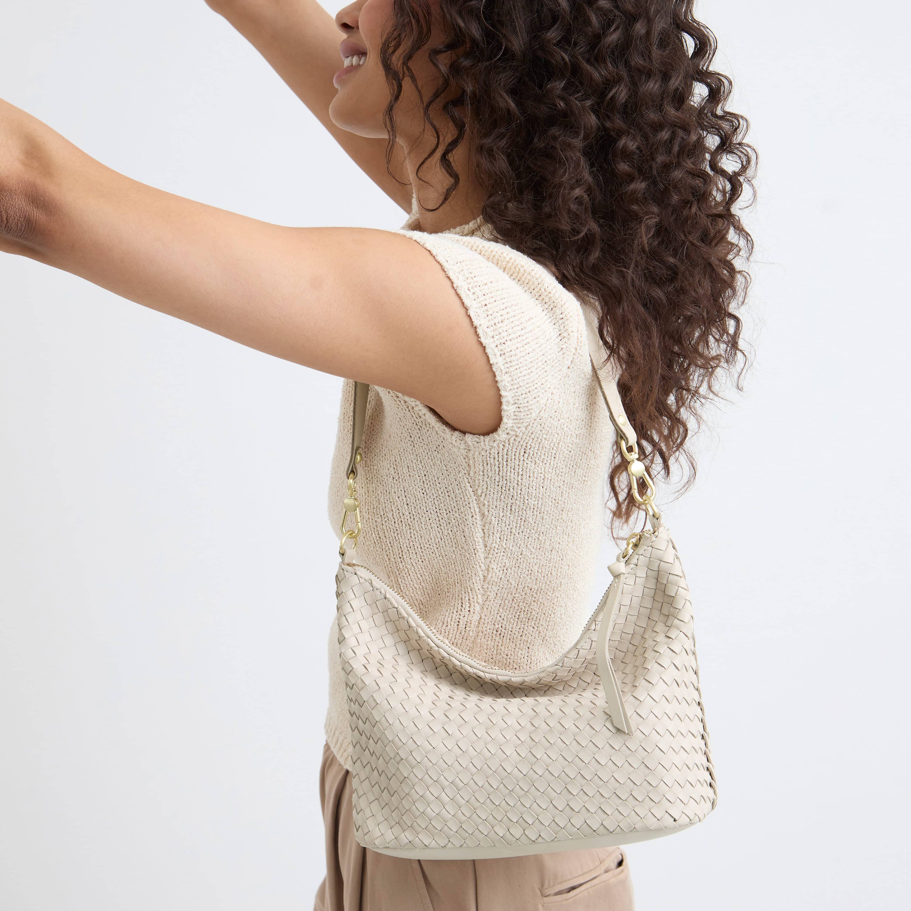 The Sak Juniper Small Hobo - Leather - Stone Woven