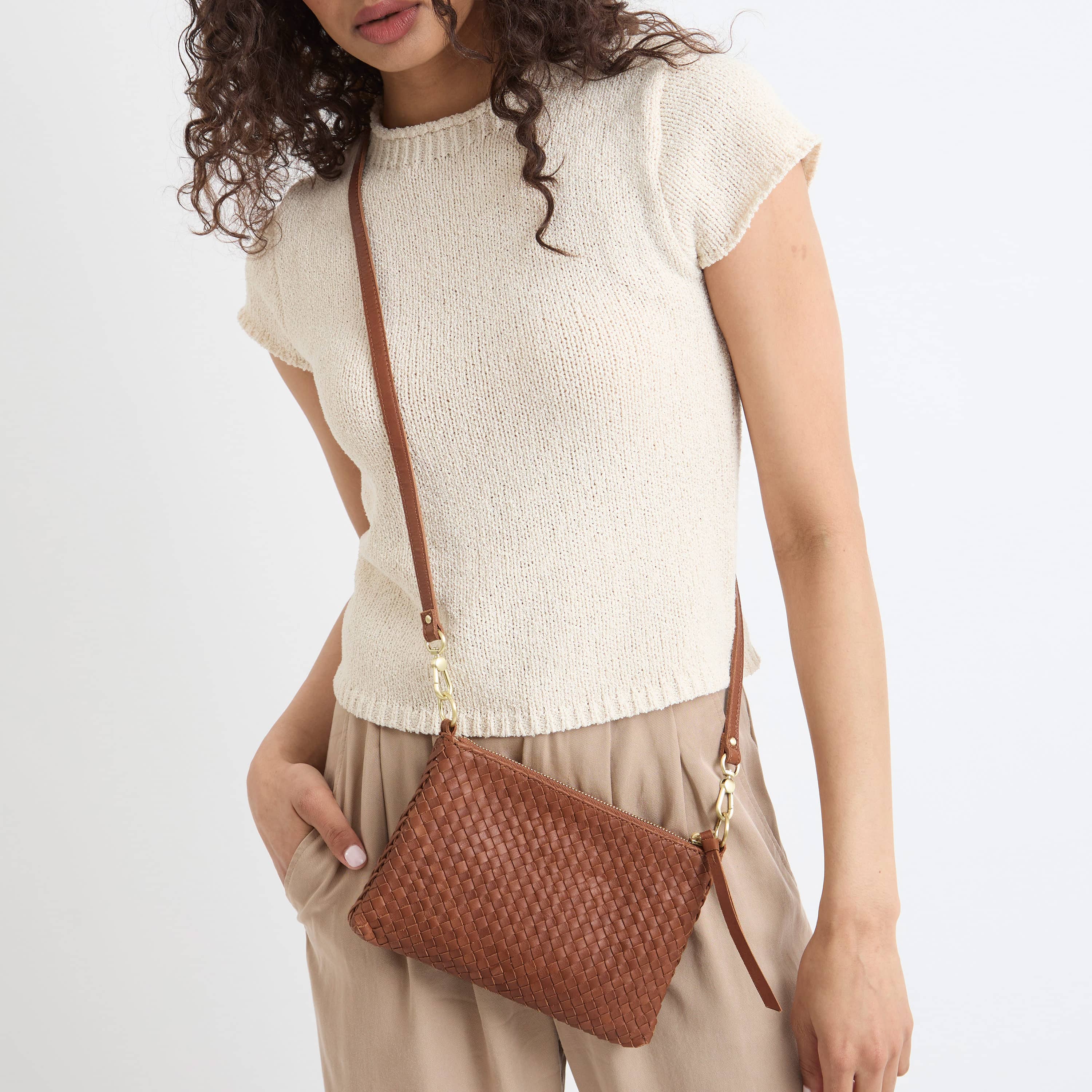 Vita Convertible Wristlet in Cognac Woven – The Sak