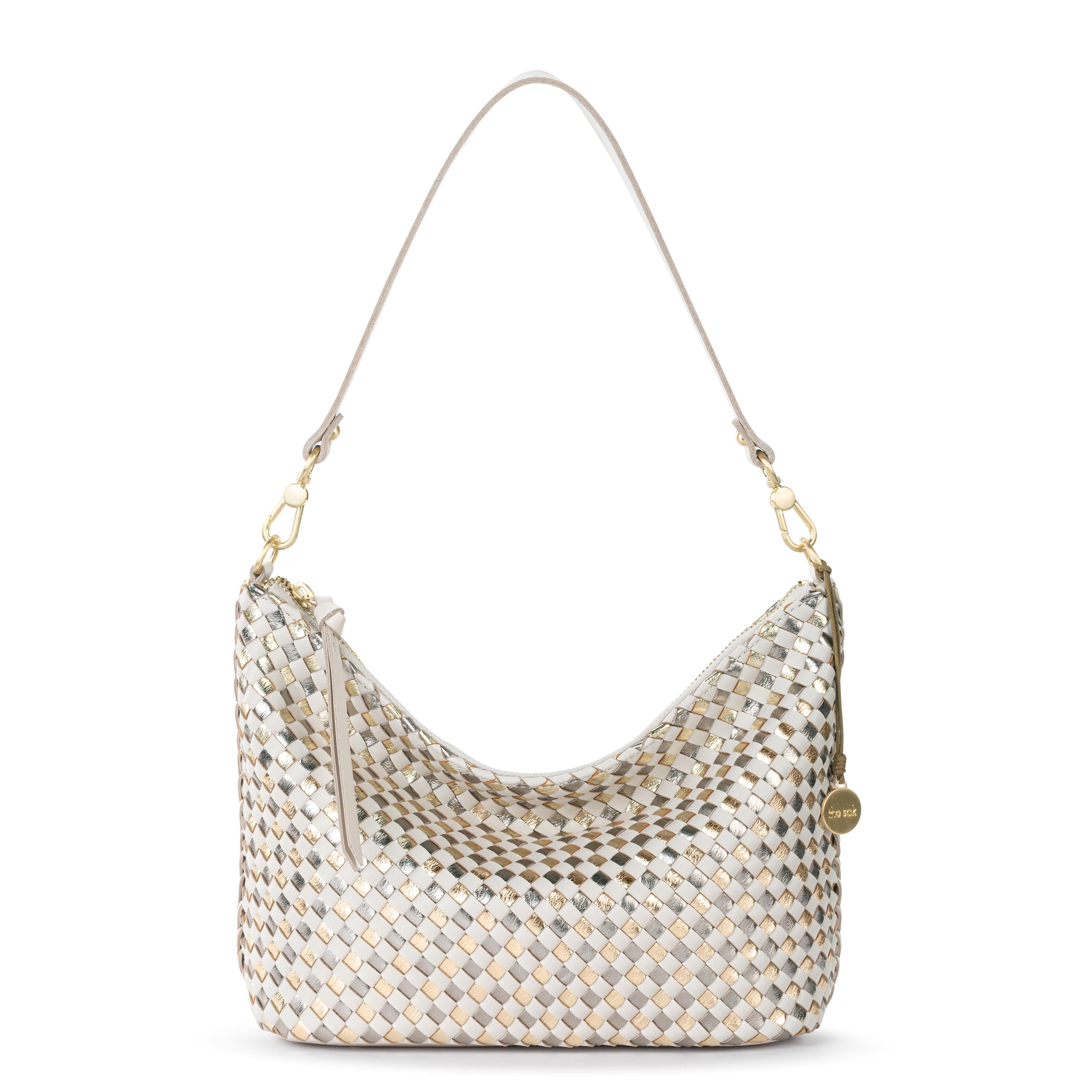 Juniper Small Hobo - Leather - Stone Metallic Woven – The Sak