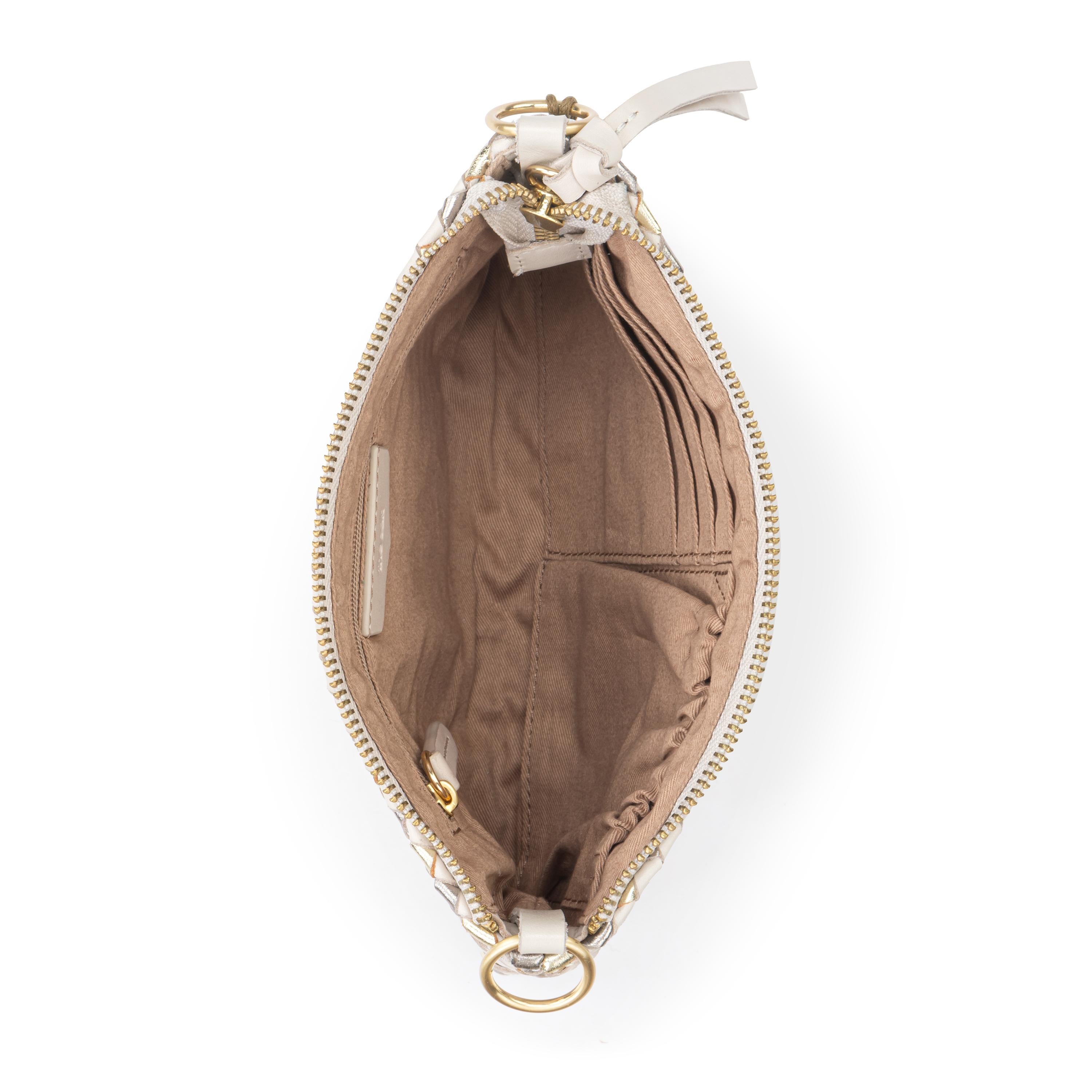 The Sak Vita Convertible Wristlet - Leather - Stone Metallic Woven