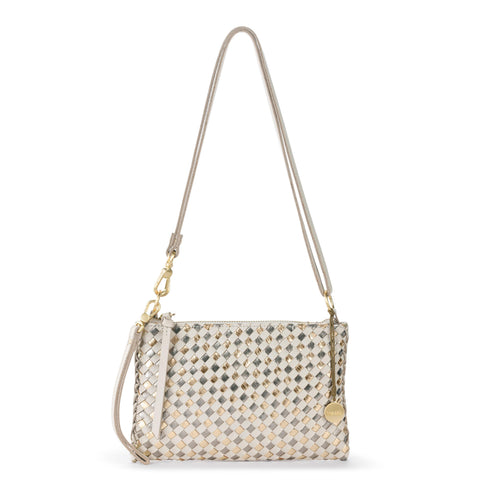 The Sak Vita Convertible Wristlet - Leather - Stone Metallic Woven