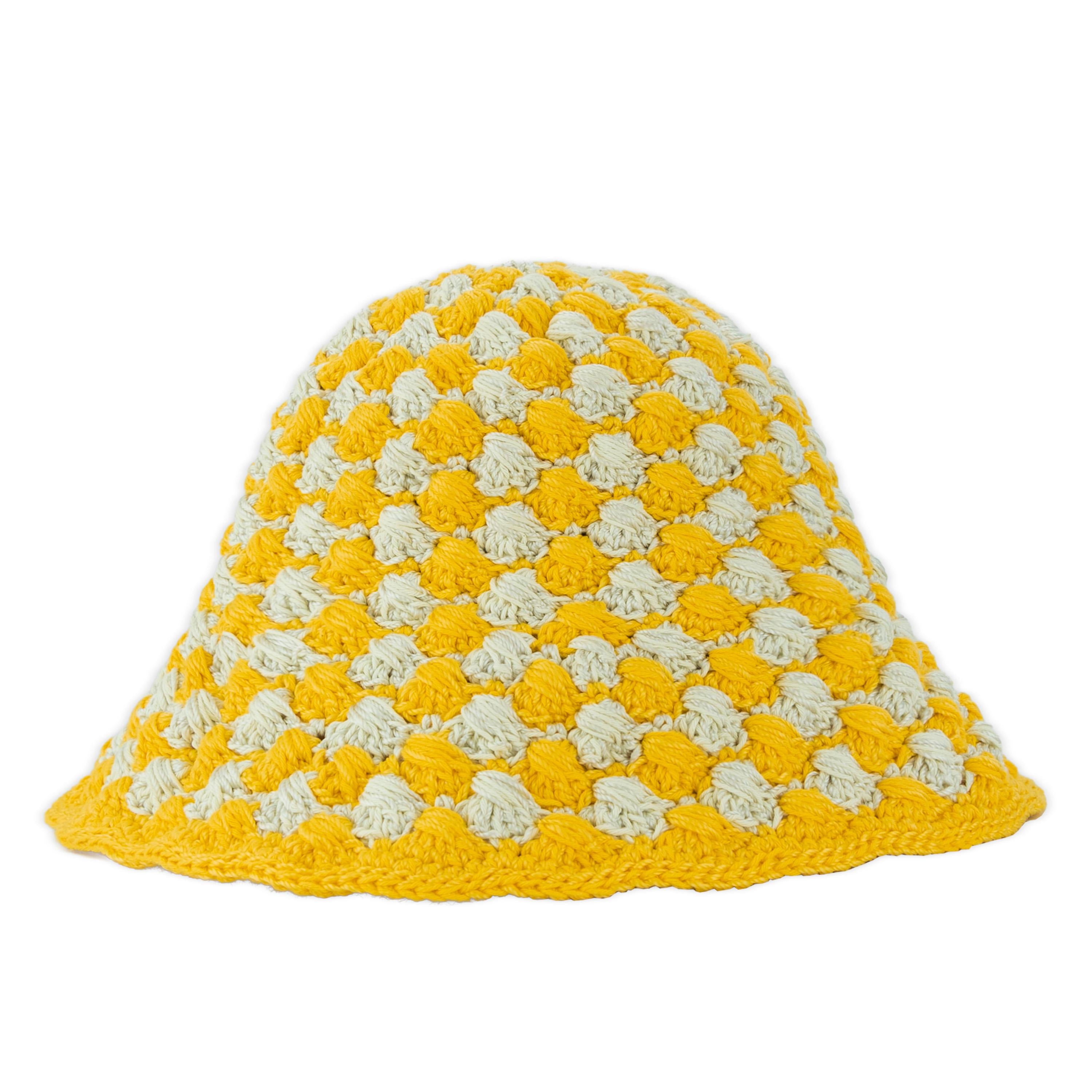 The Sak Lanie Bucket Hat - Hand Crochet - Lemon Drop Shell