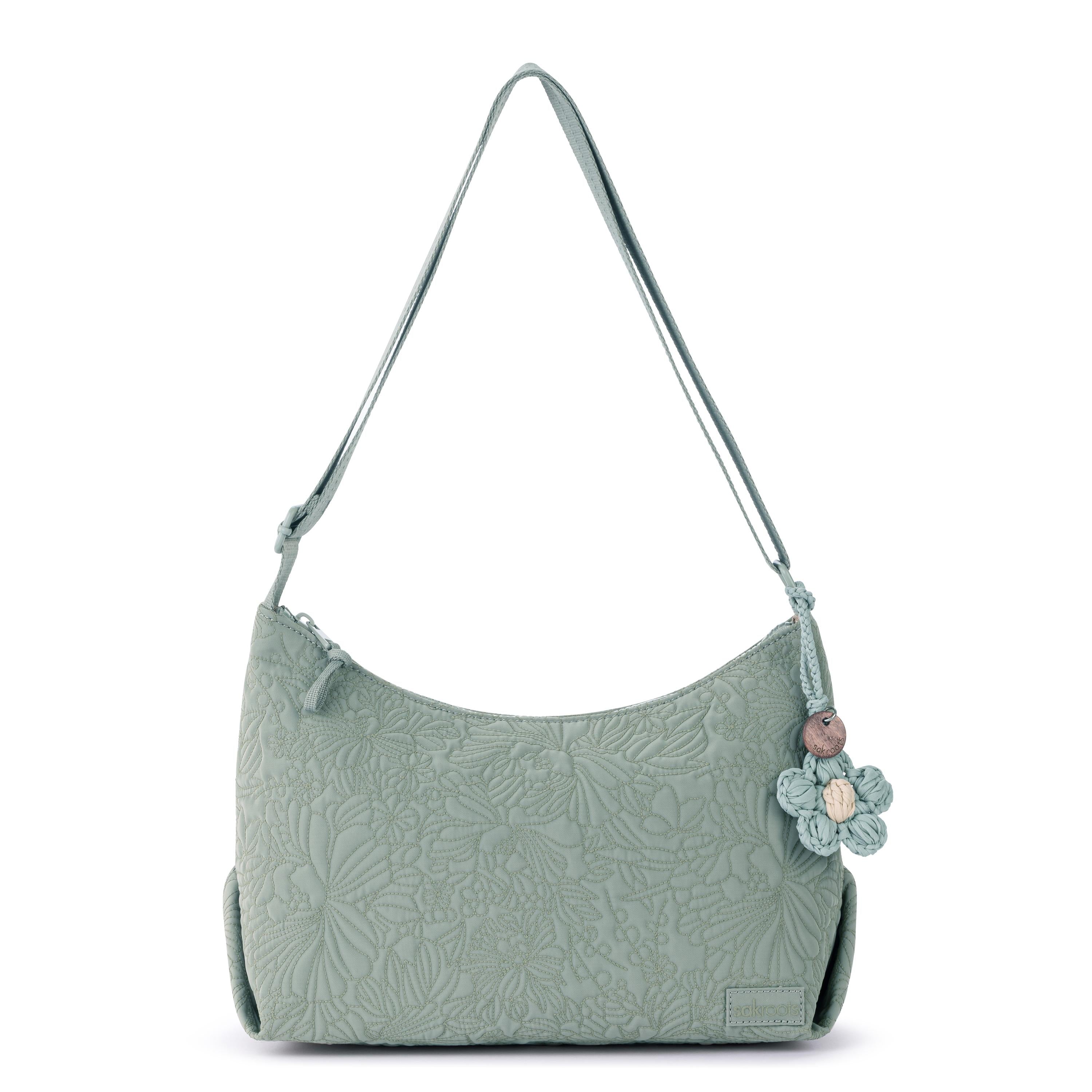 Sakroots Banyan Hobo - EcoTwill - Sage Flower Blossom Quilted