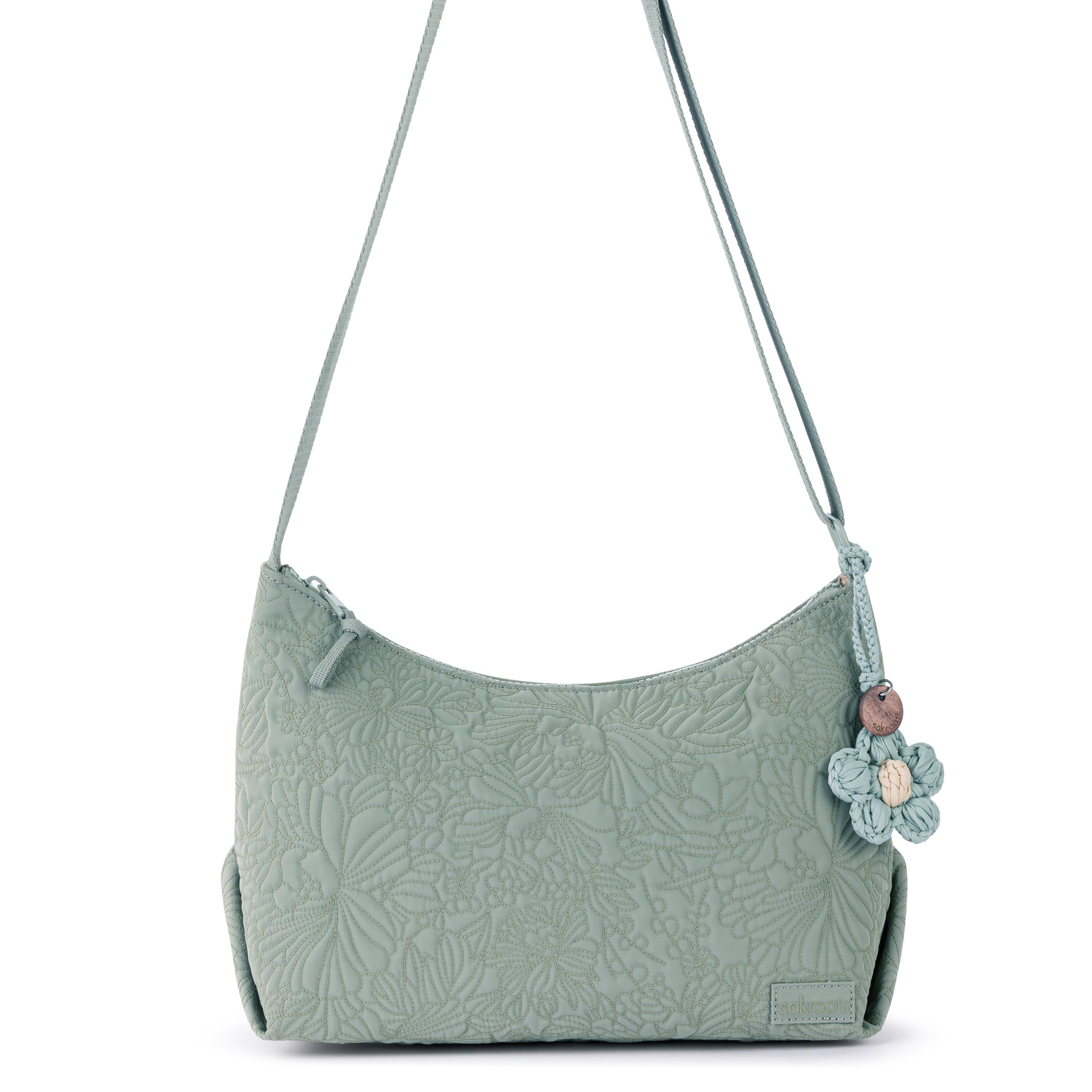 Sakroots Banyan Hobo - EcoTwill - Sage Flower Blossom Quilted
