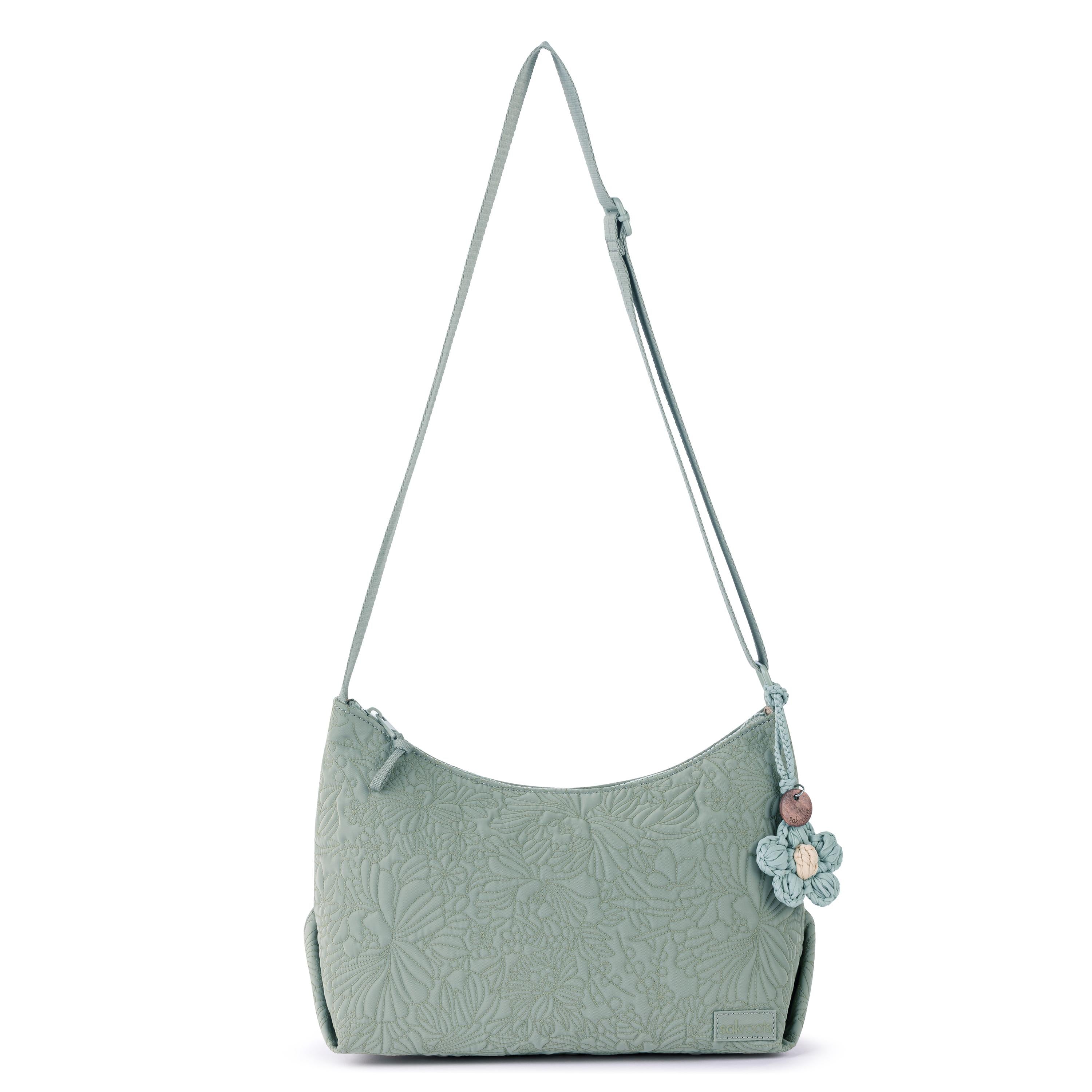 Sakroots Banyan Hobo - EcoTwill - Sage Flower Blossom Quilted