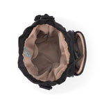 Sakroots Banyan Drawstring Crossbody - EcoTwill - Black Flower Blossom Quilted