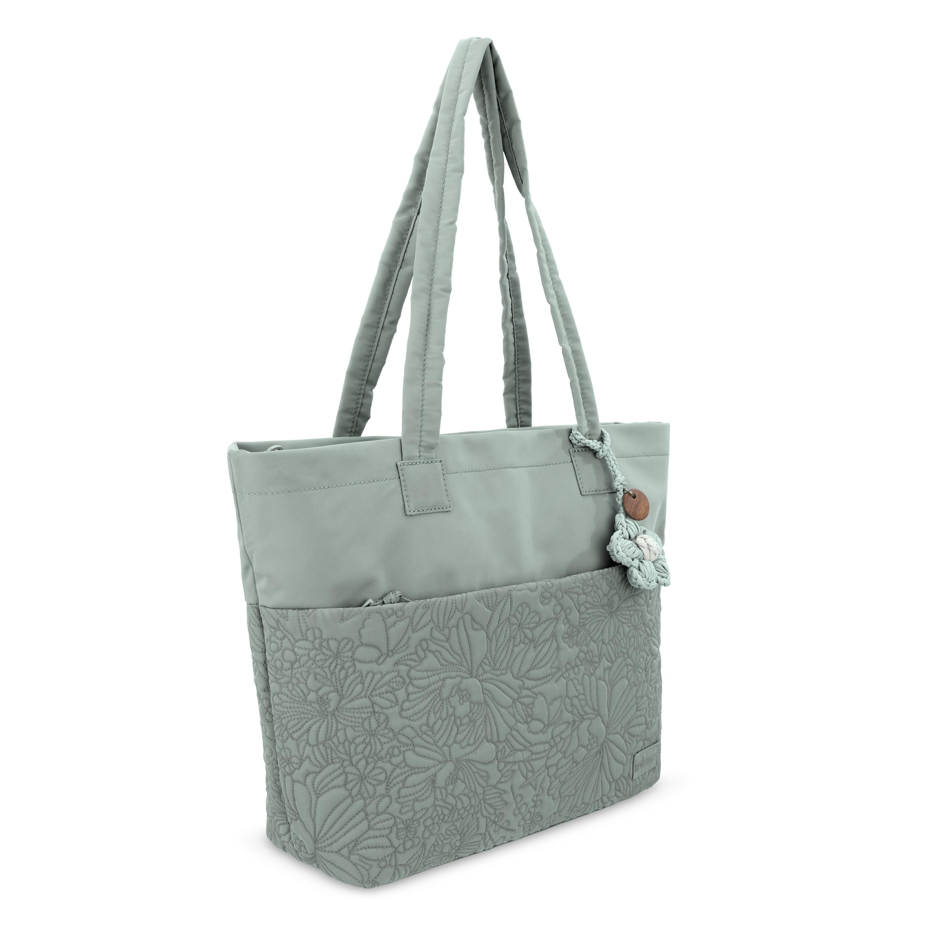 Sakroots Banyan Shoulder Tote - EcoTwill - Sage Flower Blossom Quilted