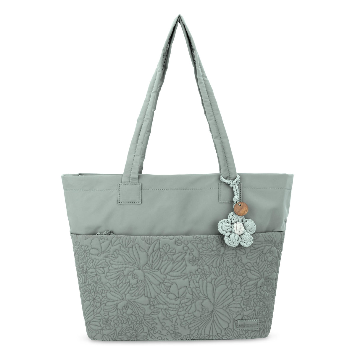 Banyan Shoulder Tote - EcoTwill - Sage Flower Blossom Quilted 