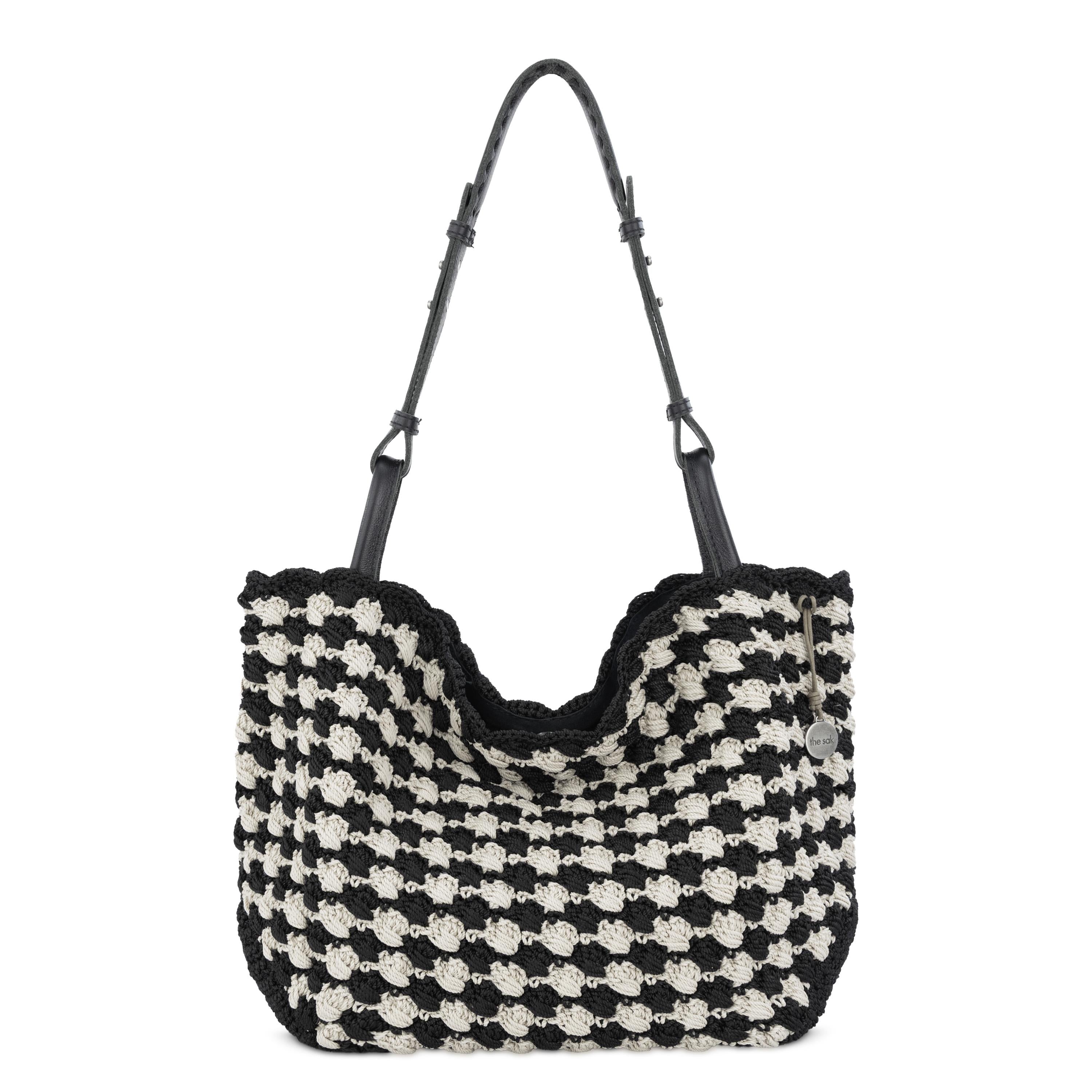 The Sak Los Feliz Medium Tote - Hand Crochet - Black Ecru Shell