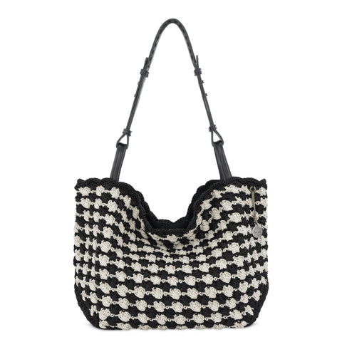 The Sak Los Feliz Medium Tote - Hand Crochet - Black Ecru Shell