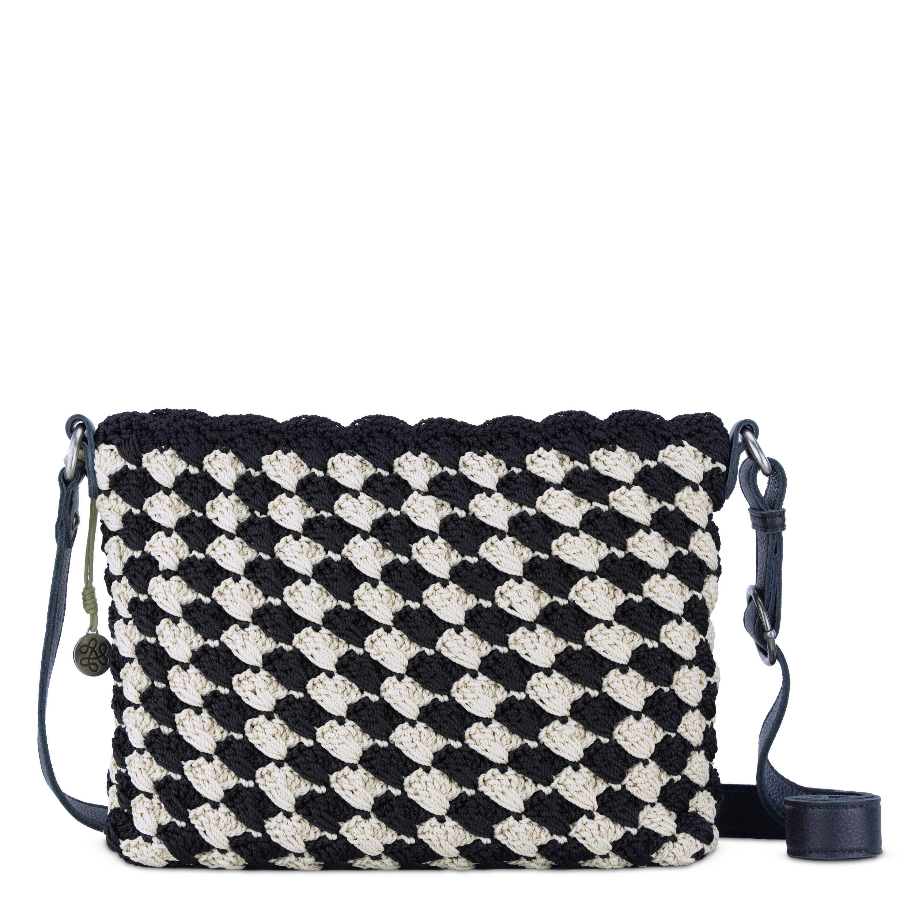 The Sak Melrose Crossbody - Hand Crochet - Black Ecru Shell