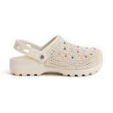 The Sak Bolo Eva Clog - Hand Crochet - Ecru Multi Beads