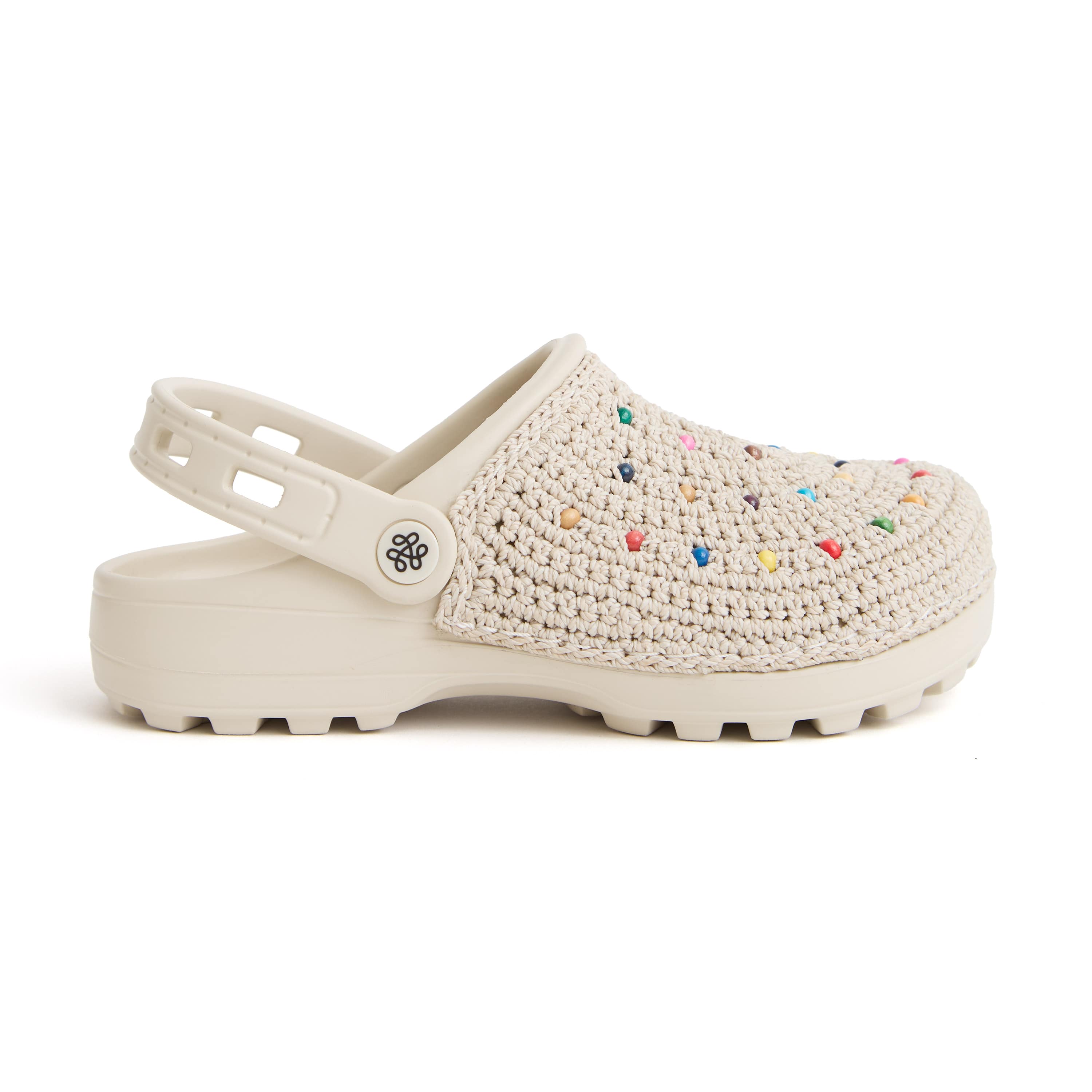 The Sak Bolo Eva Clog - Hand Crochet - Ecru Multi Beads